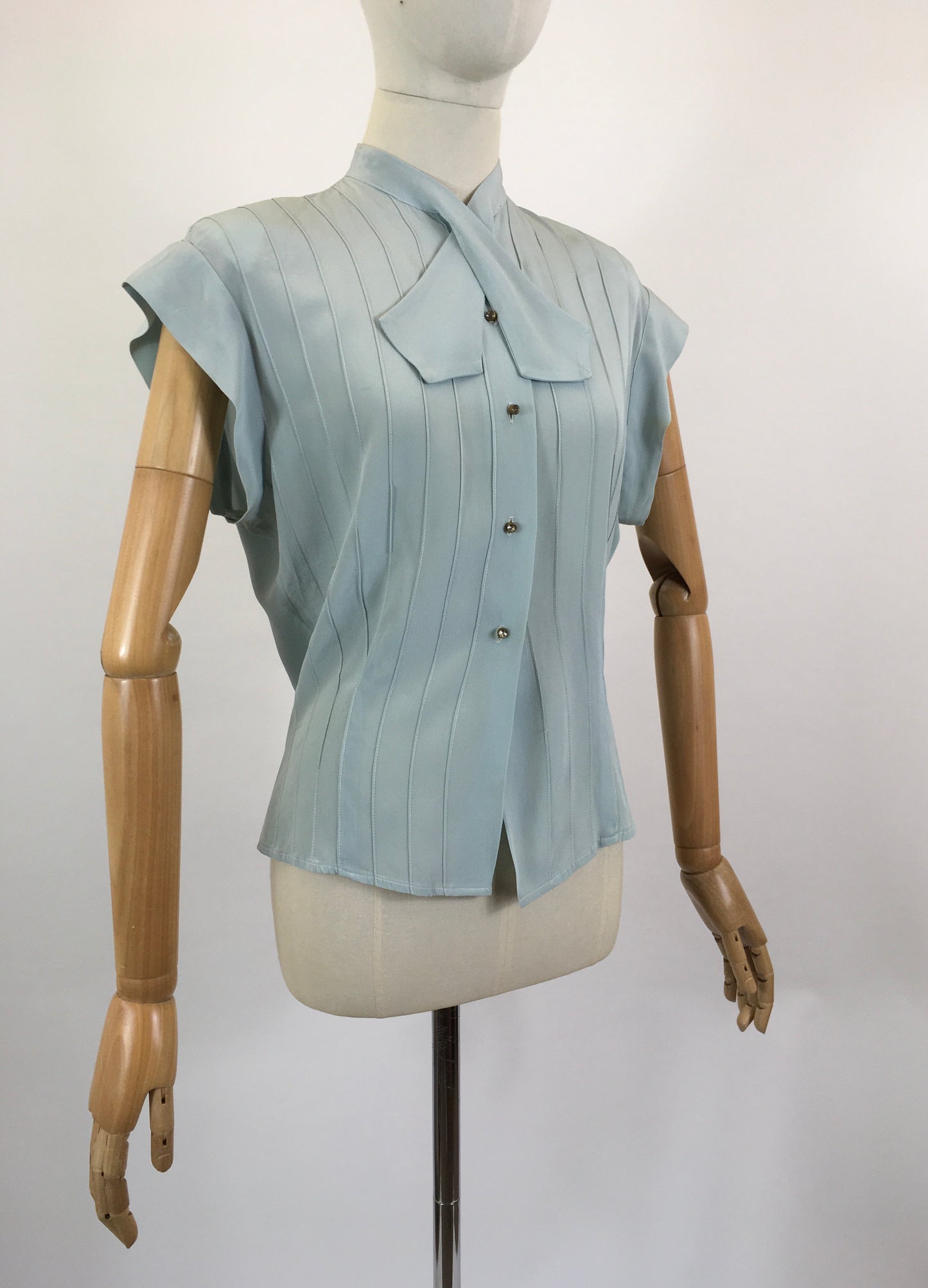 Original 1940’s Elegant Rayon Crepe Blouse - Duck Egg colour