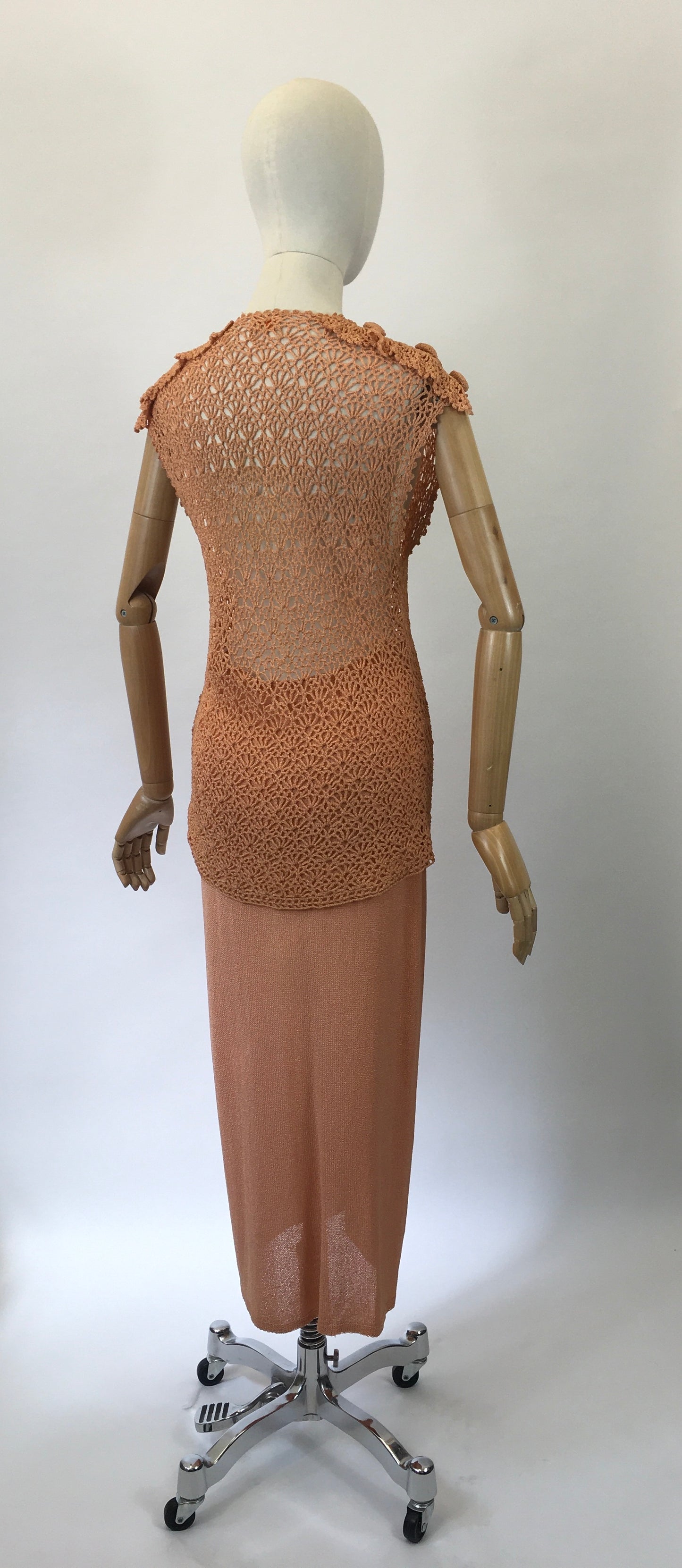 Original 1930s 2pc knit set - in beautiful coral colourway