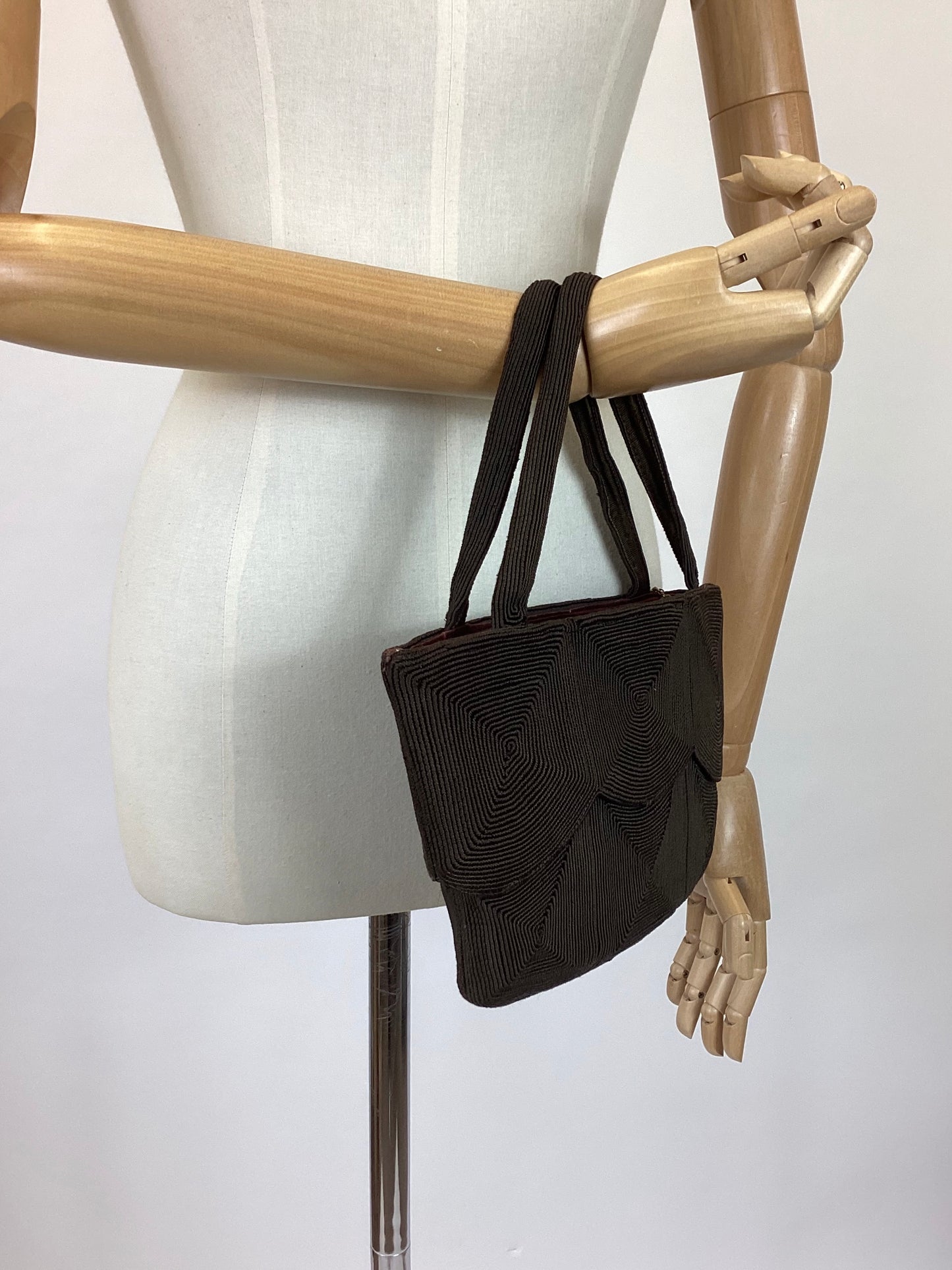 Original 1940’s Corde Handbag - Dark Chocolate Brown