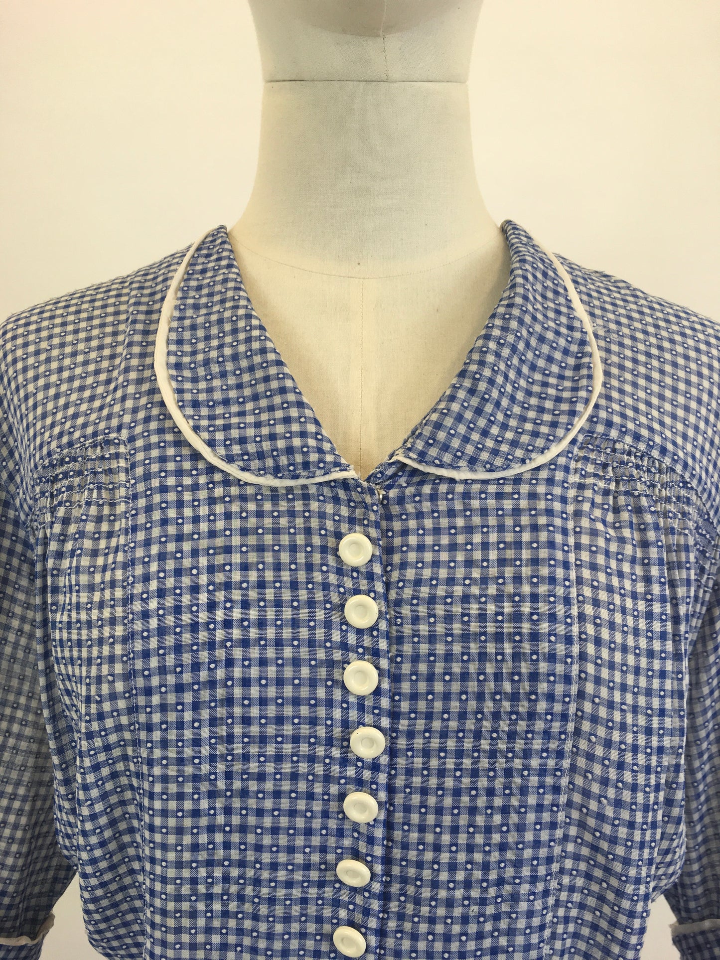 Original Late 30’s / Early 40’s Gorgeous Day dress - in Royal Blue / White gingham