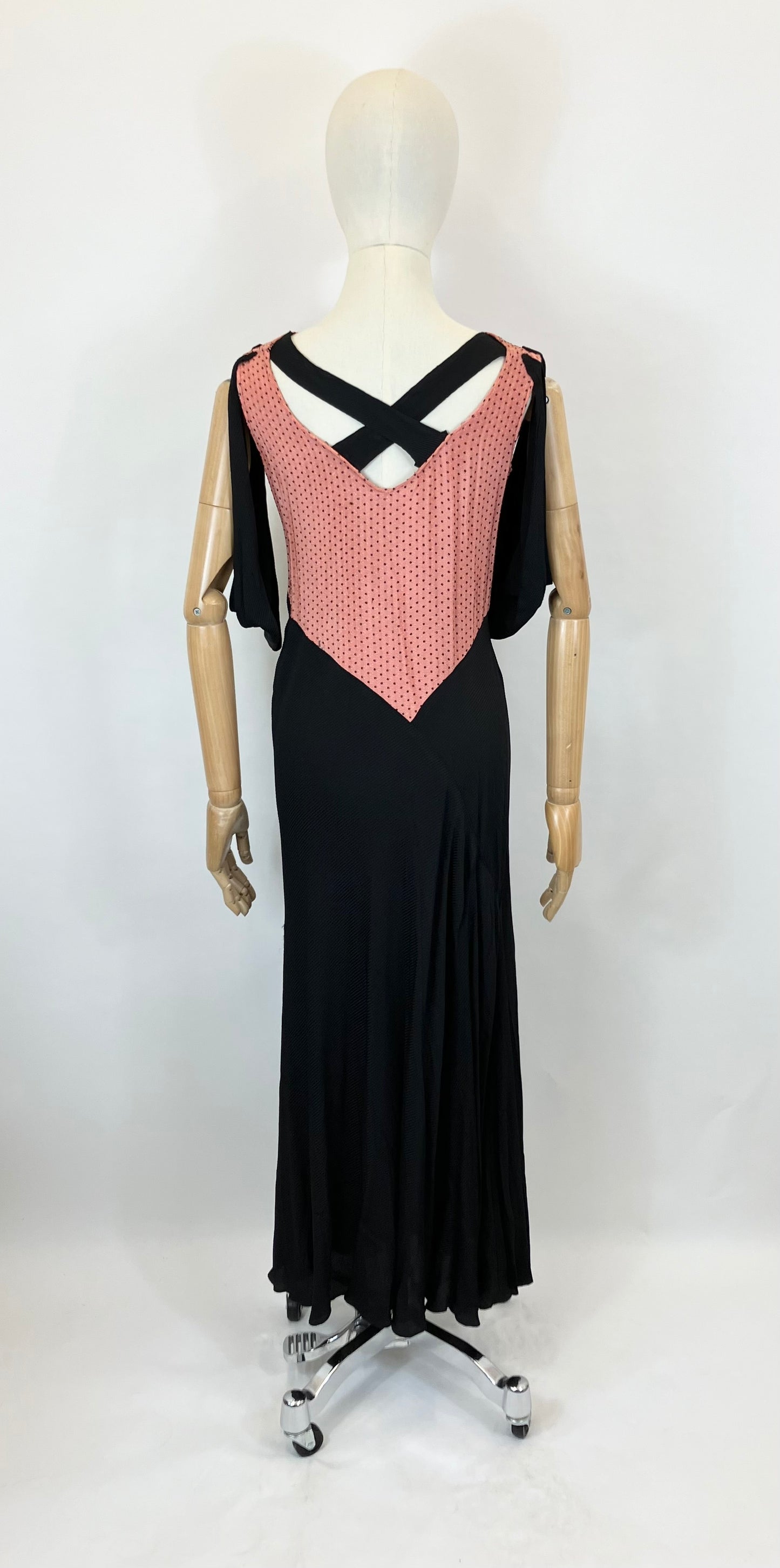 Original 1930’s  Beautiful Evening dress - Black & Pink