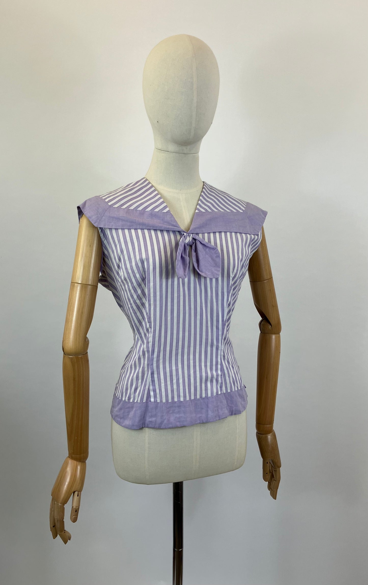 Original 1950’s Cotton blouse - Striped lilac