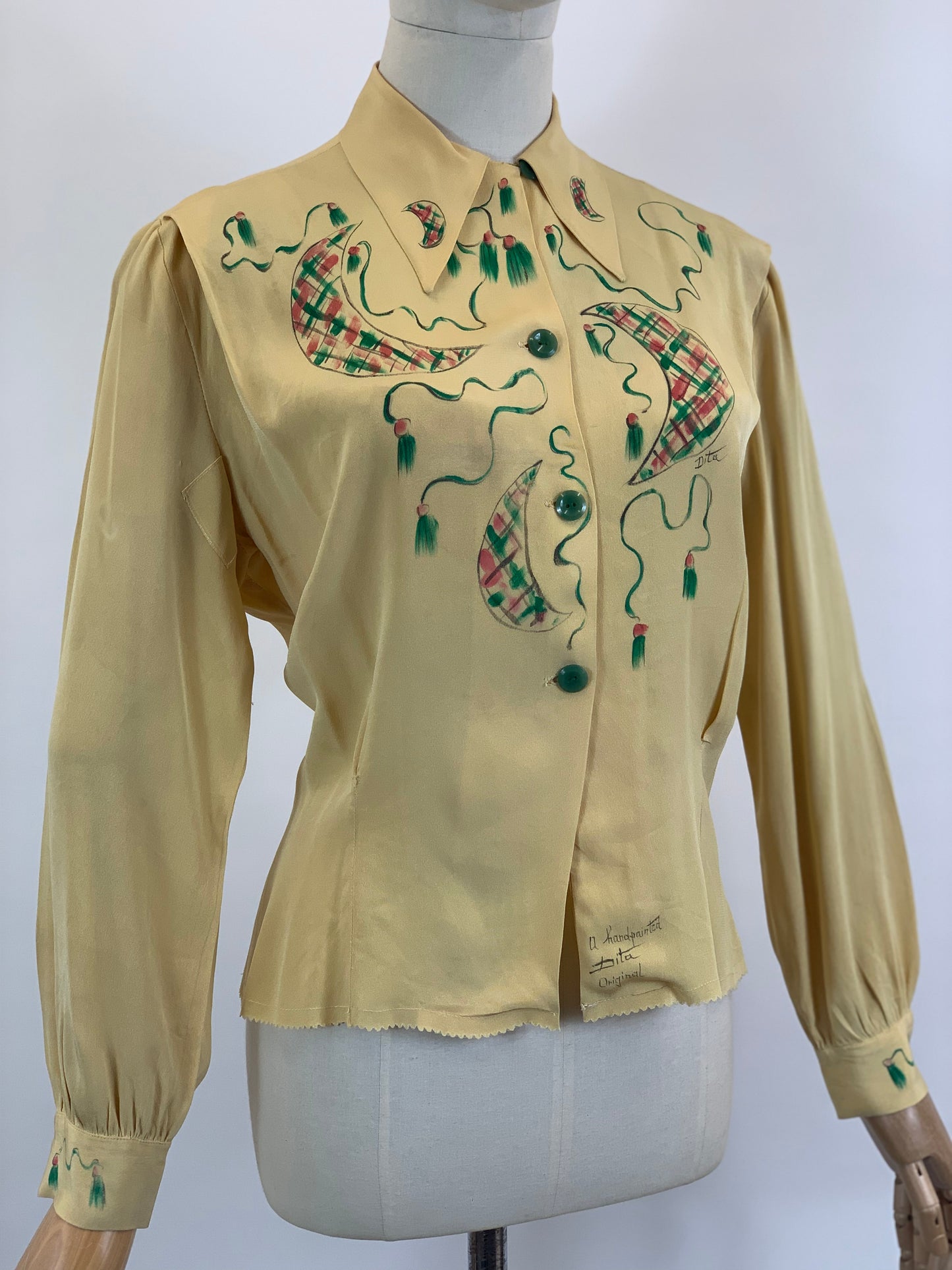 Original 1940’s Hand painted Blouse ‘Dita’ original - wonderful colours