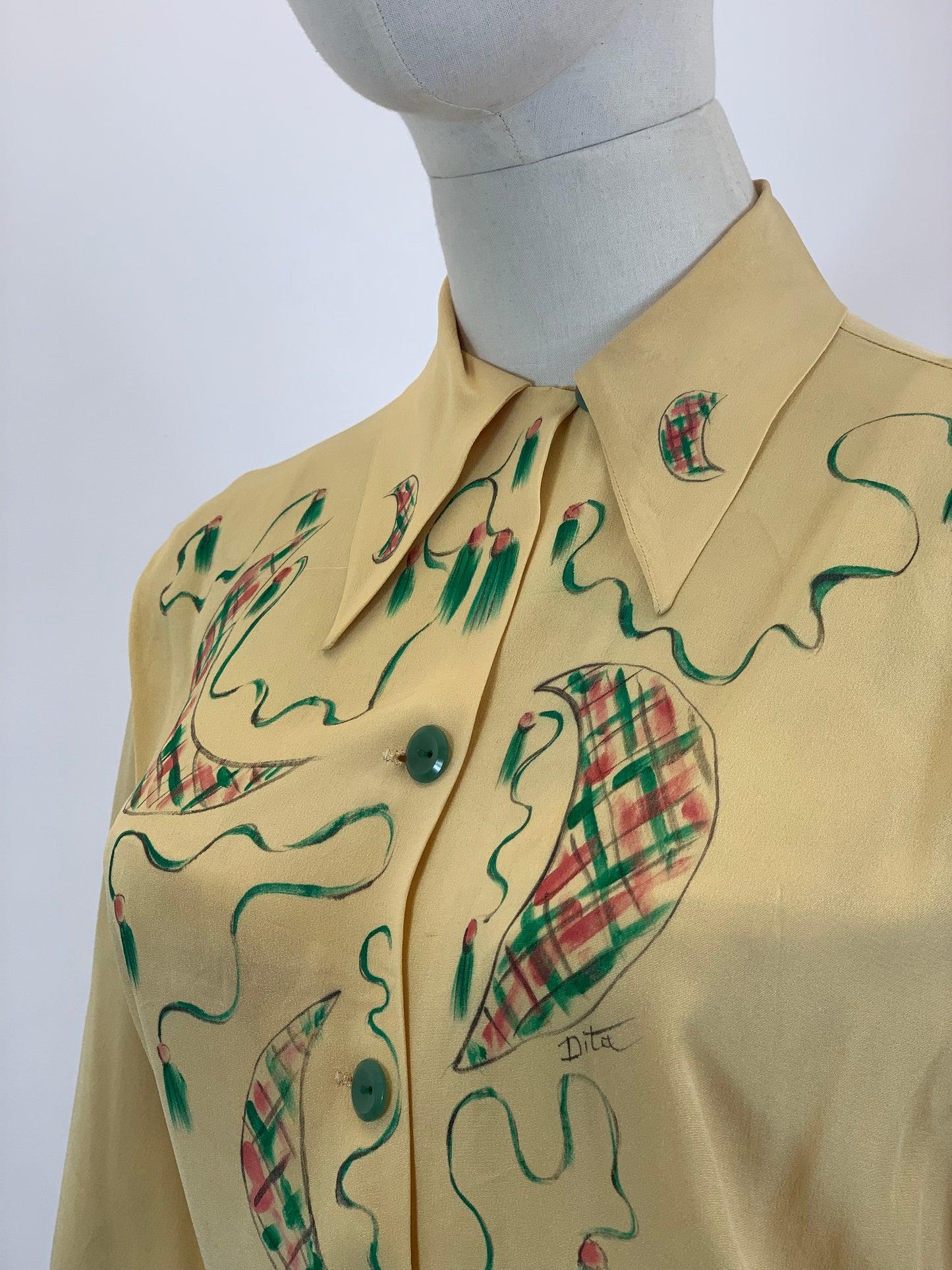 Original 1940’s Hand painted Blouse ‘Dita’ original - wonderful colours