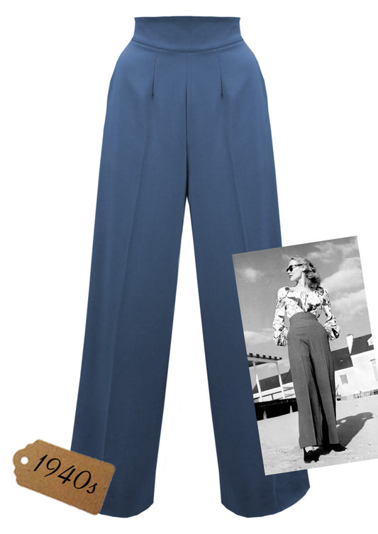 House Of Foxy 1940’s Rosie Trousers in Airforce Blue