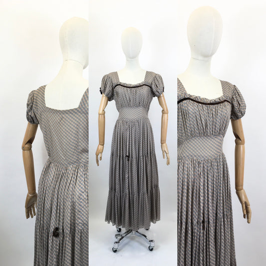 Original 1940’s Fabulous Striped Dress - Faint coloured stripes