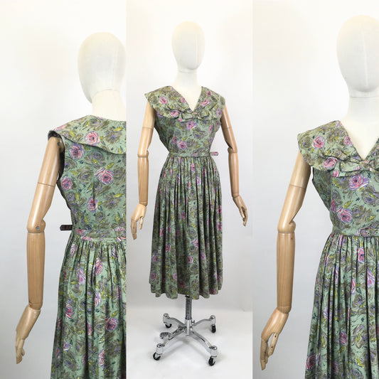 Original early 1950’s Sleeveless Floral Dress - Rose garden