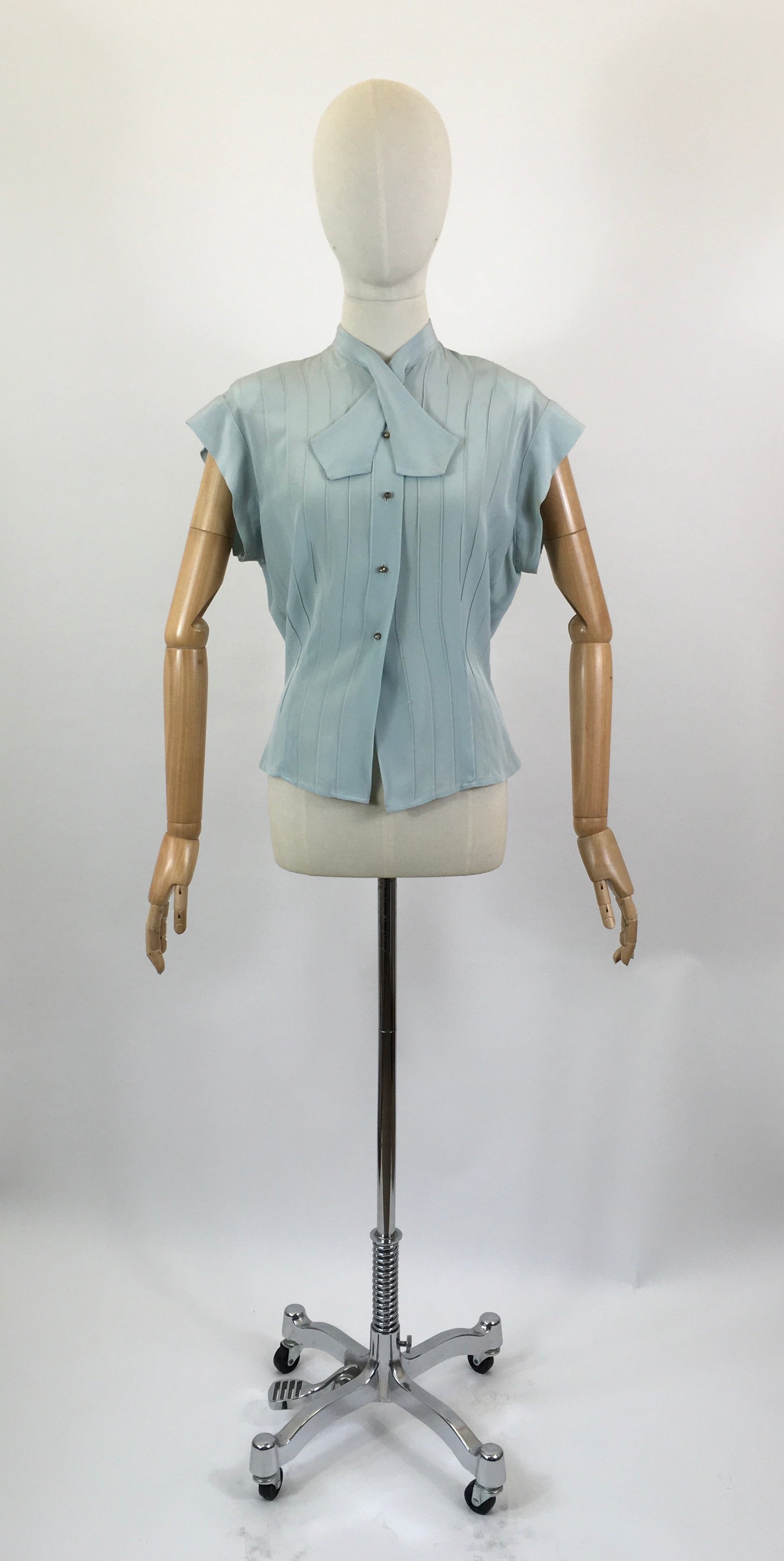 Original 1940’s Elegant Rayon Crepe Blouse - Duck Egg colour