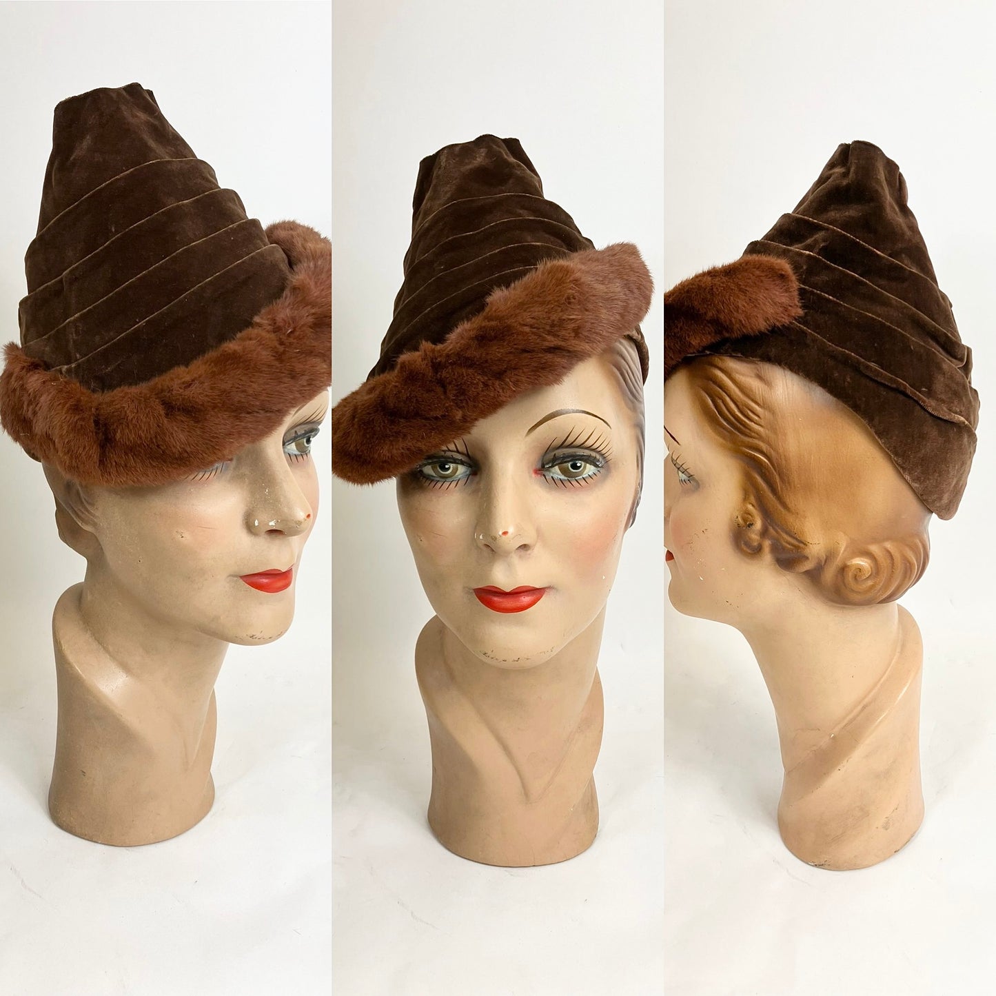 Original 1930’s Rare Spectacular Toque hat - rich Brown