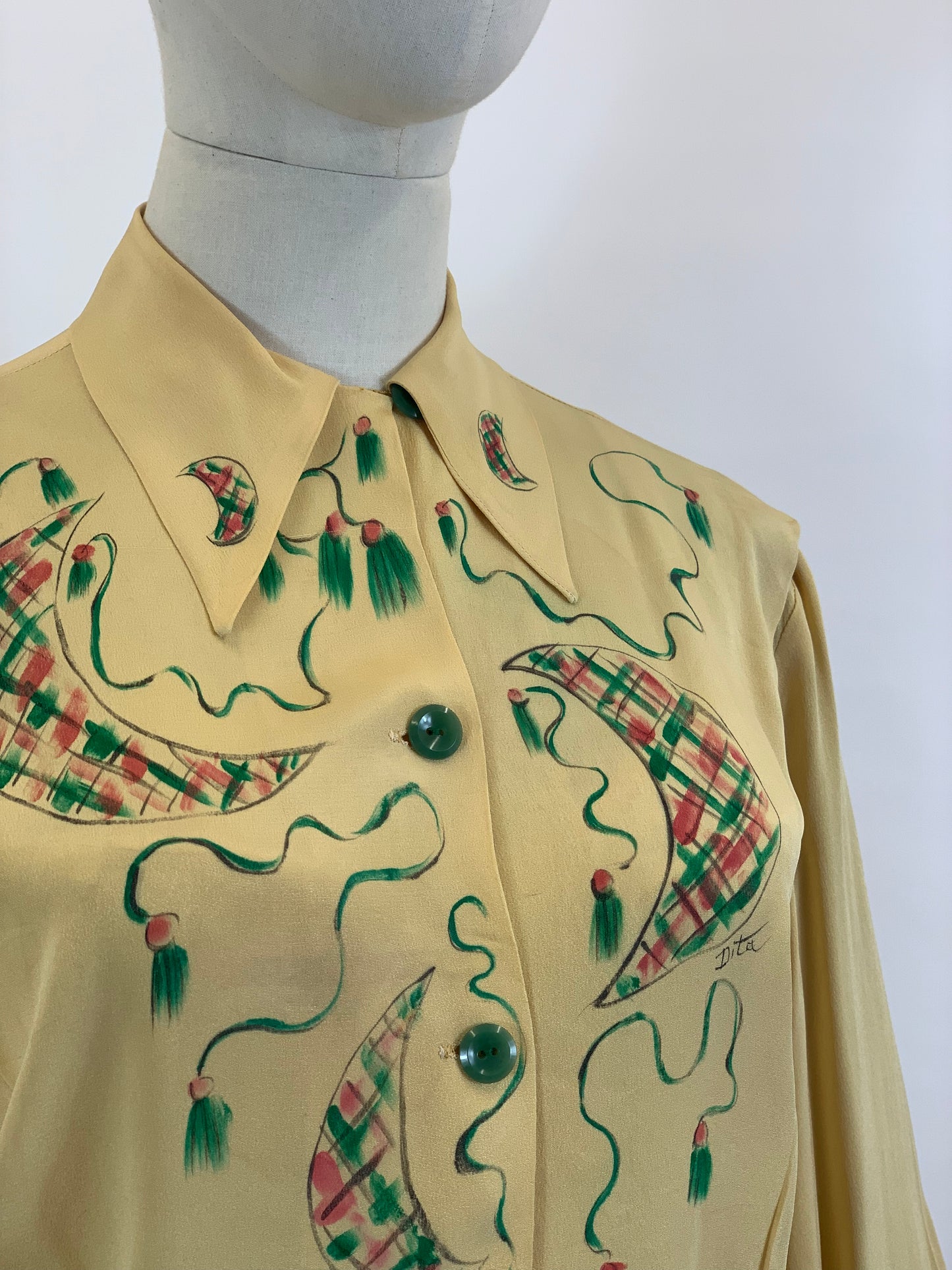 Original 1940’s Hand painted Blouse ‘Dita’ original - wonderful colours