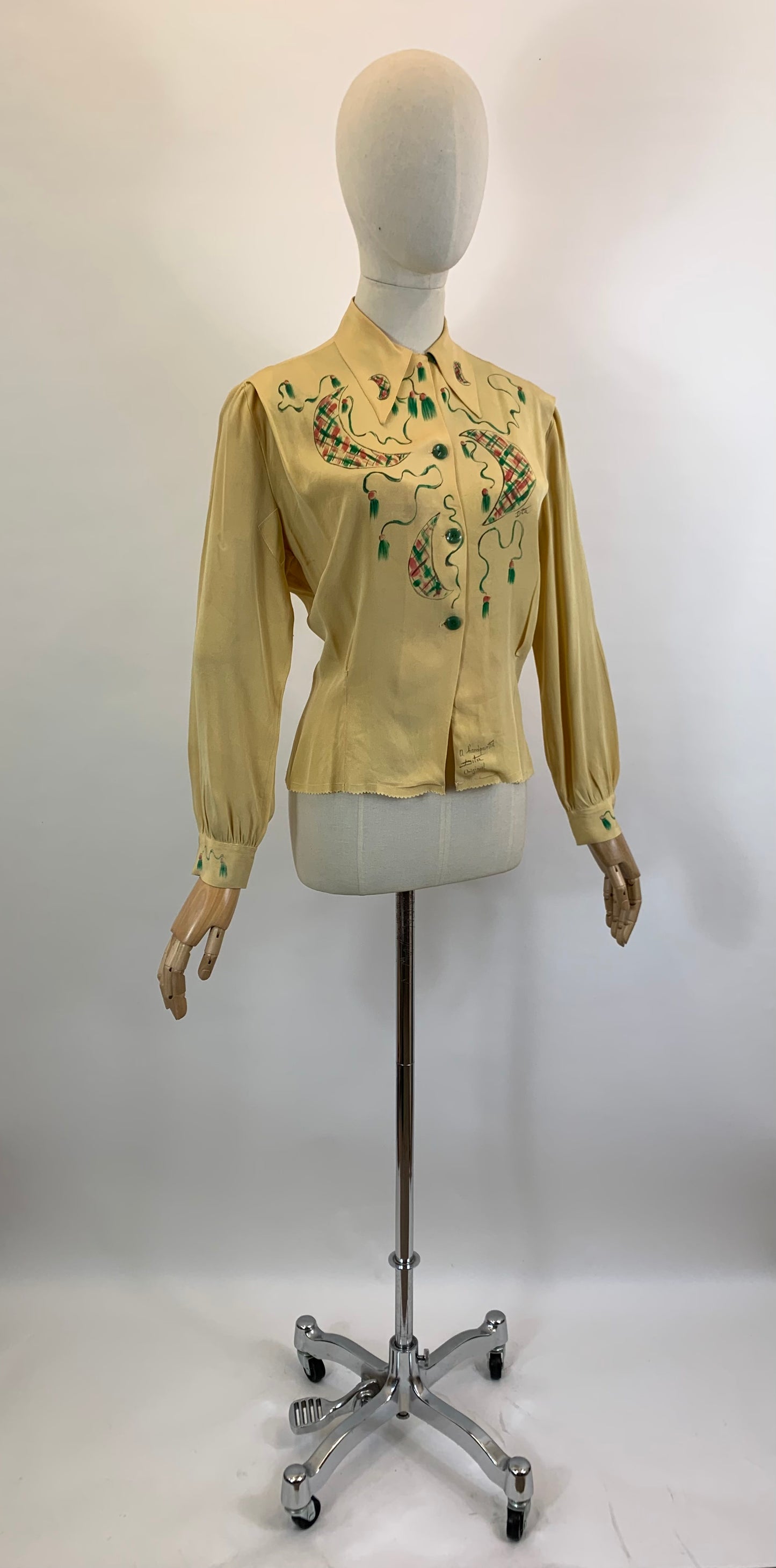 Original 1940’s Hand painted Blouse ‘Dita’ original - wonderful colours