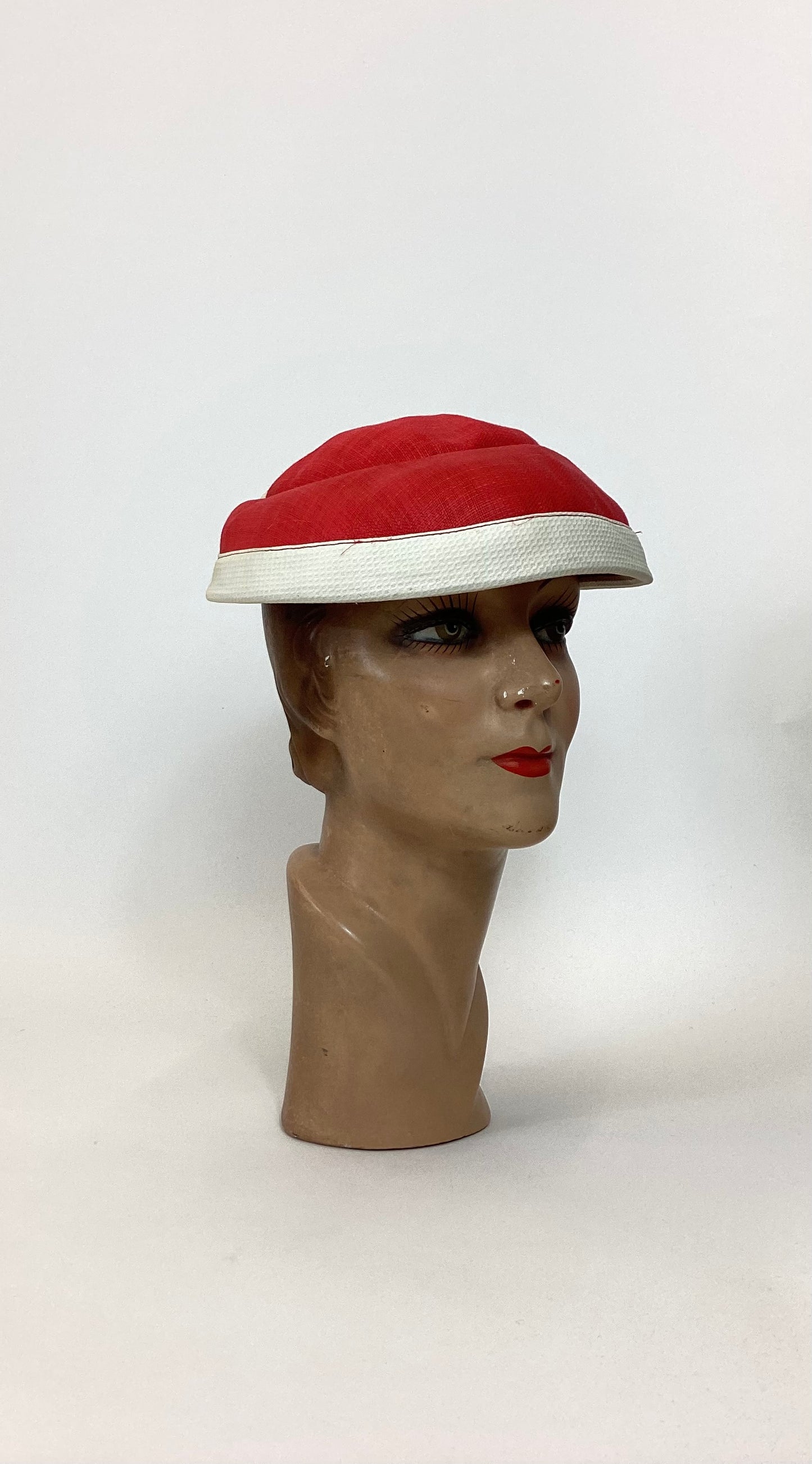 Original 50’s Fabulous Hat - Lipstick Red and Ivory contrast.