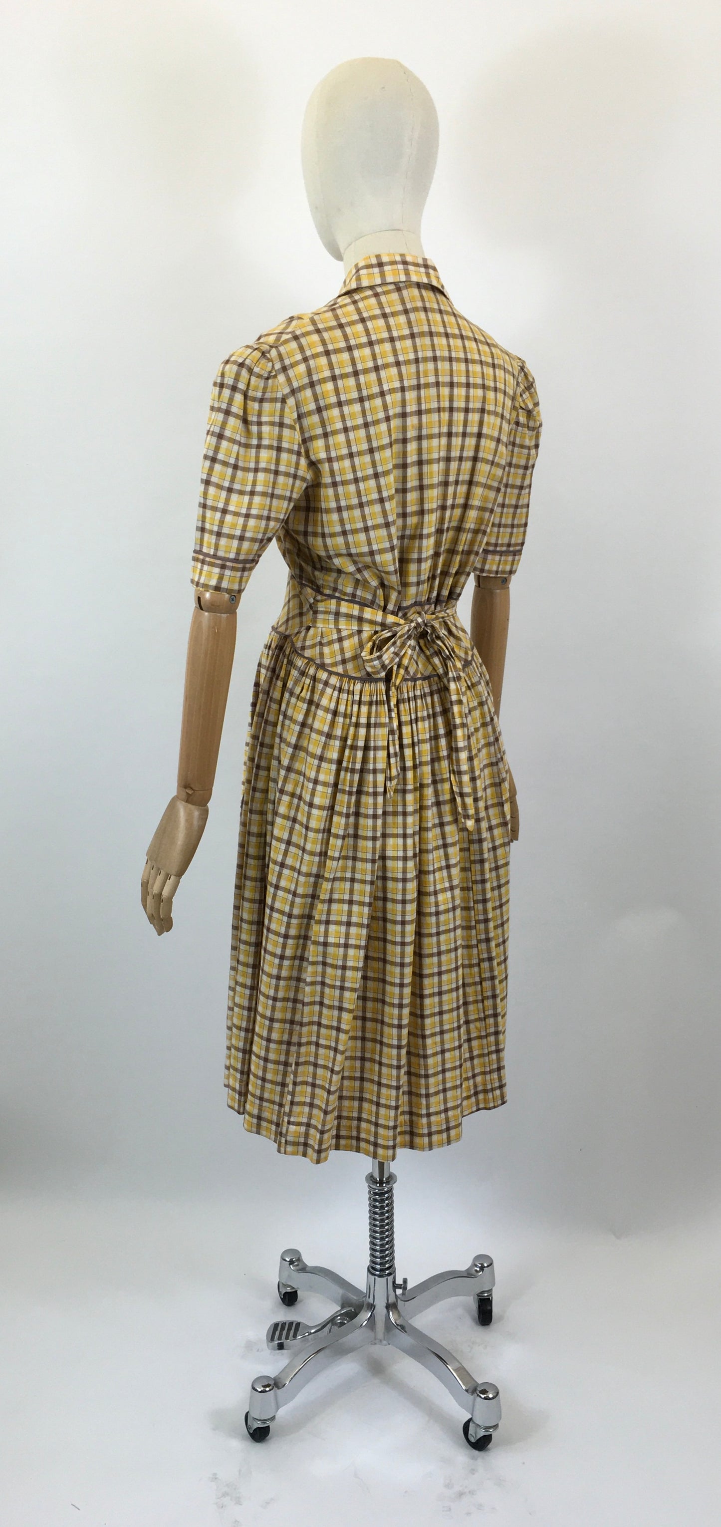 Original CC41 1940’s Gorgeous Plaid Dress - Brown and Yellow