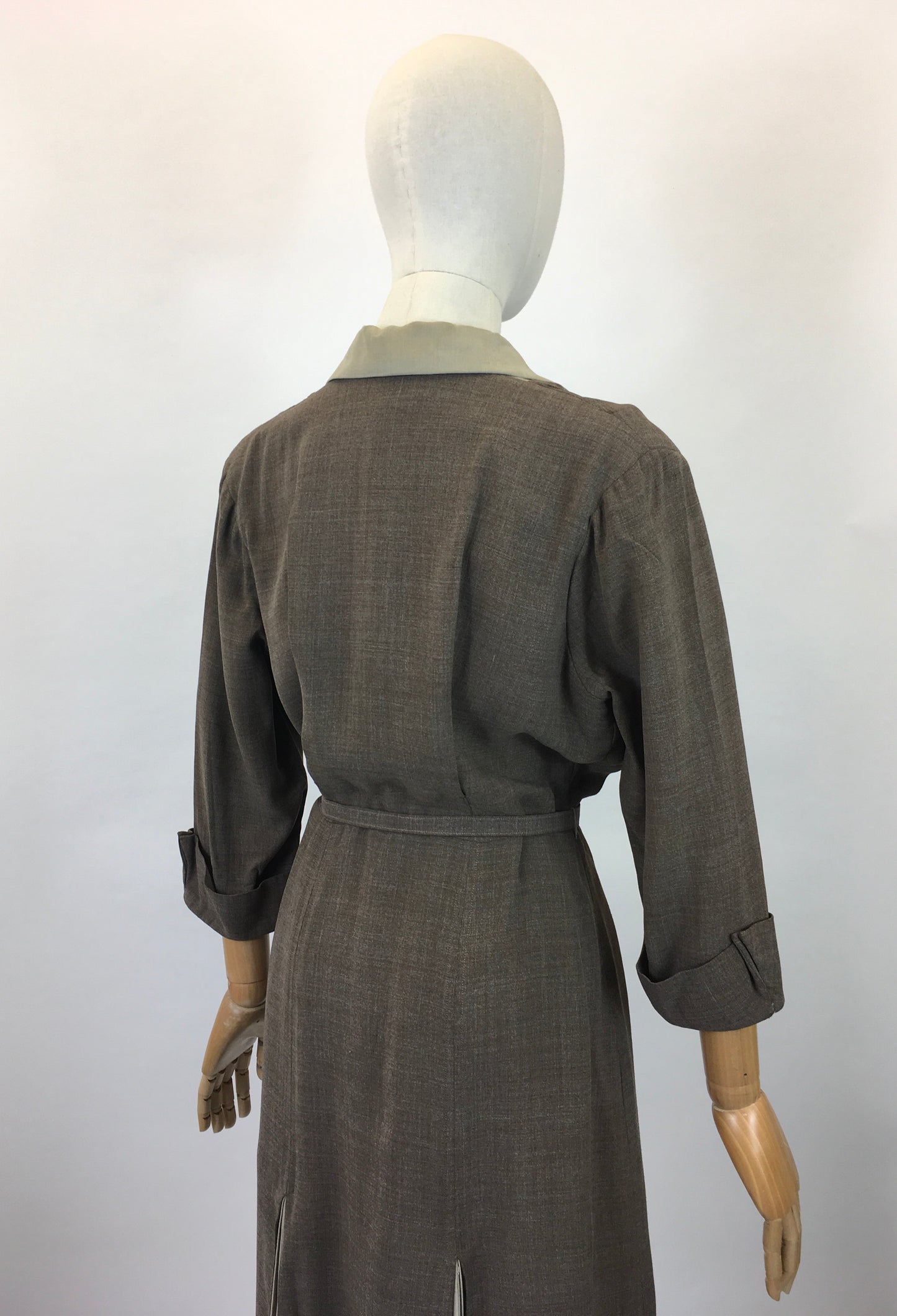 Original 40’s Beautiful Two Tone dress - Taupe and Brown colourway.