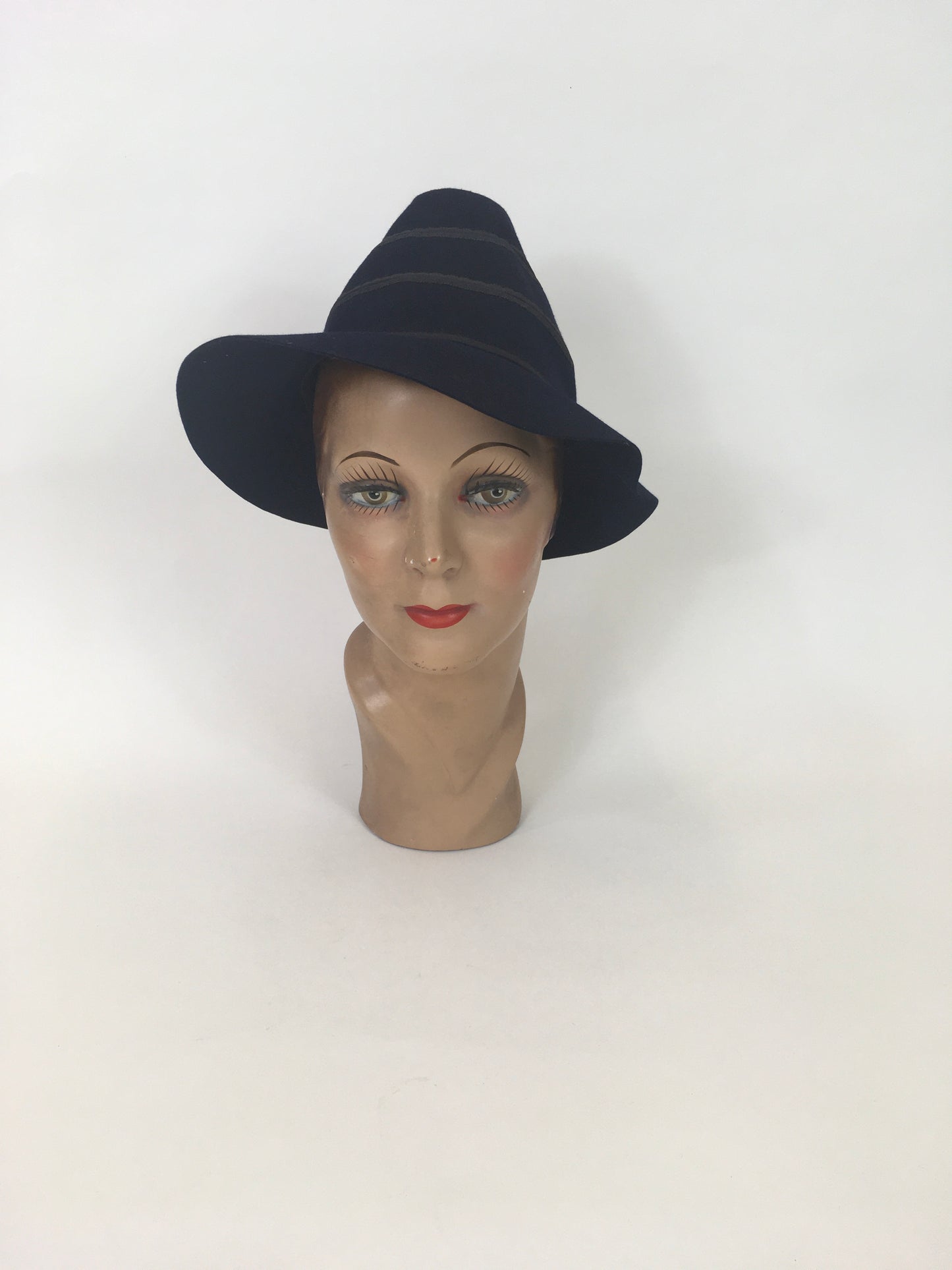 Original 1930’s / 1940’s Fedora Hat with Bow Detailing - In A Deep Navy