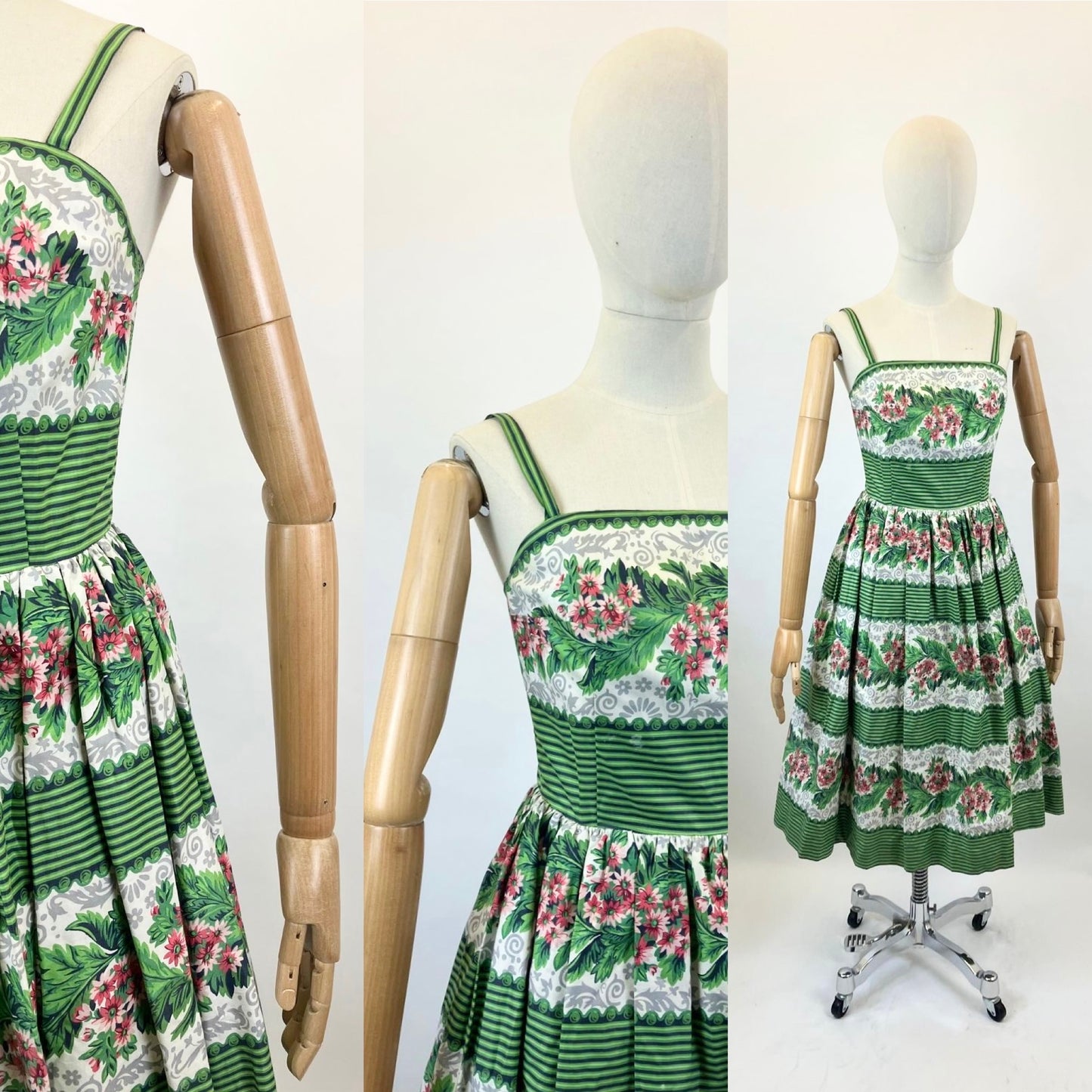 RESERVED DO NOT BUY - Original 1950's Strappy Sundress - Roses of red on grass of green.