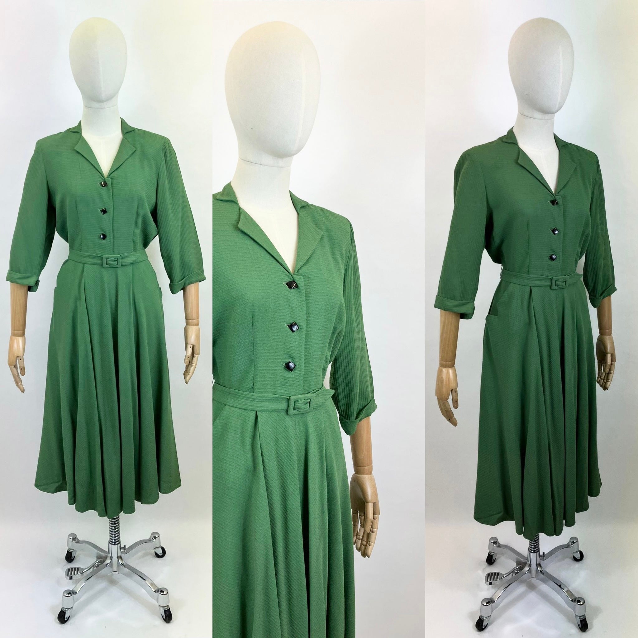 Original 1940’s Fabulous Dress - Emerald Green – Maggie Maes Vintage