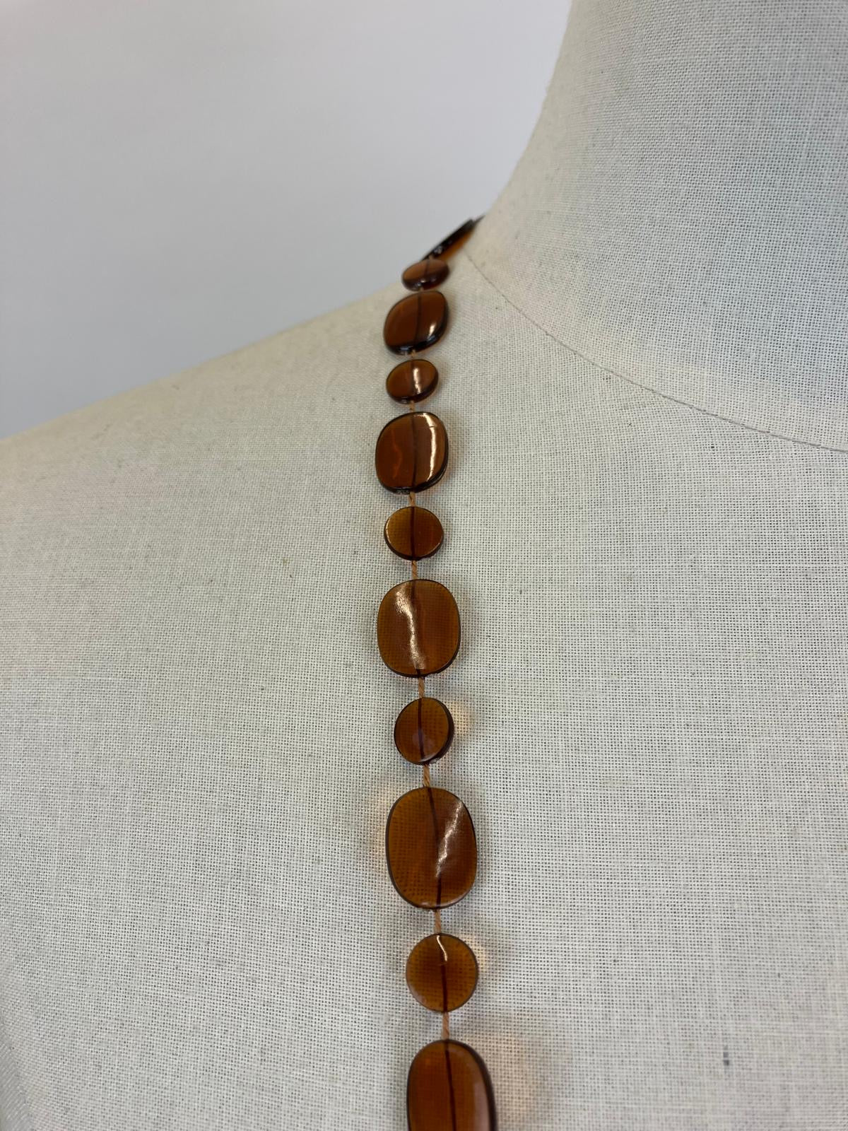 Original 20's/30's tinted celluloid necklace - amber colourway