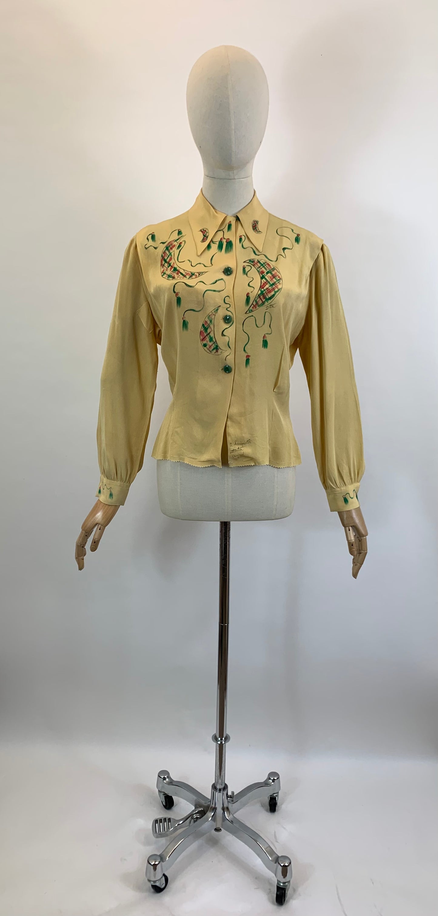 Original 1940’s Hand painted Blouse ‘Dita’ original - wonderful colours