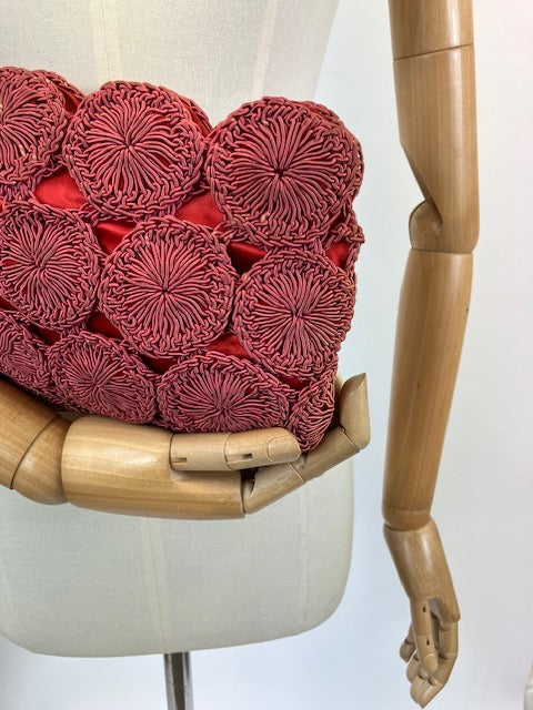 Original 40’s/50’s Crochet Clutch bag - faded Coral/Pink