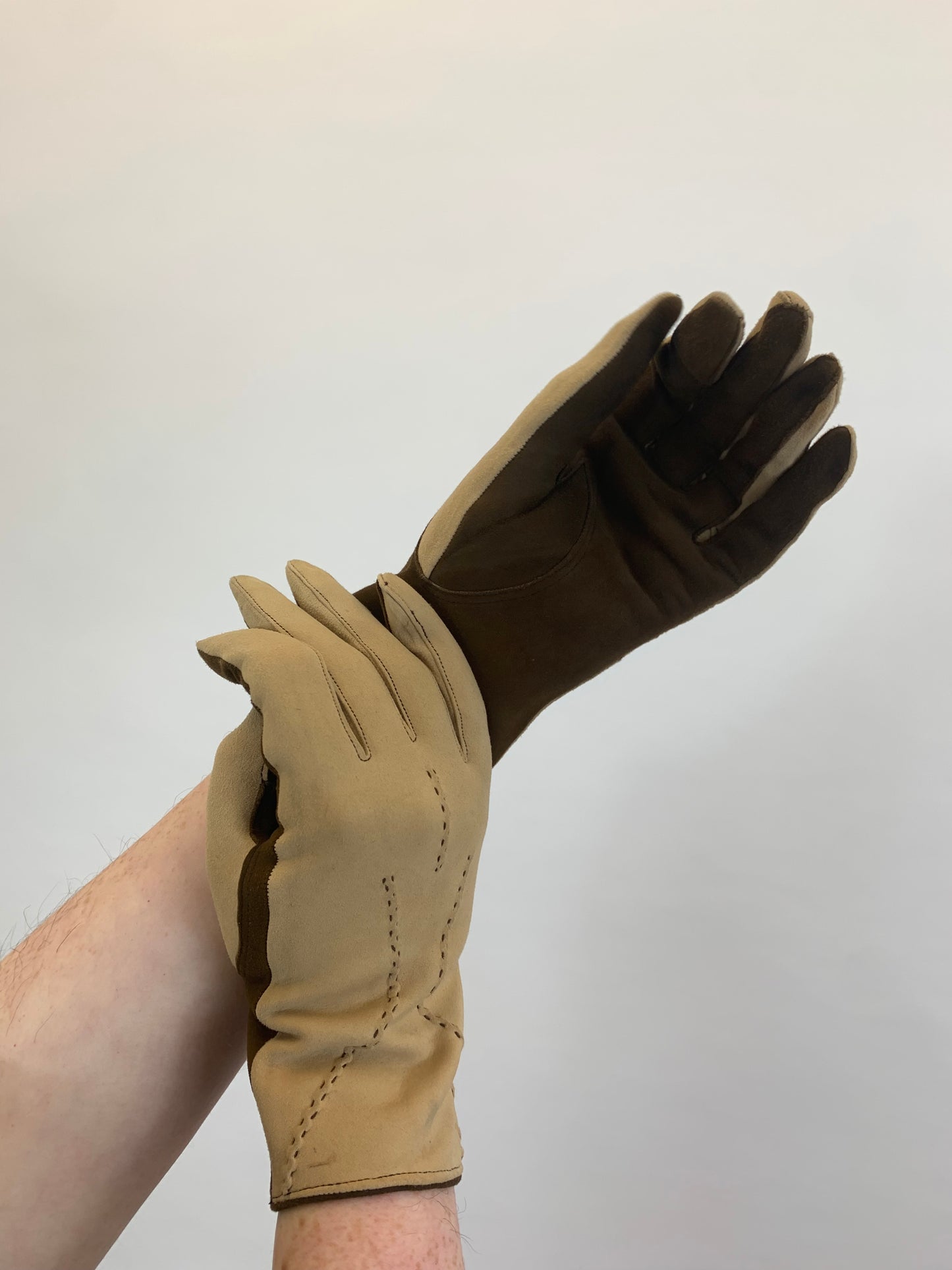 Original 1940's pair Gloves - 2 tone Fawn and Brown colourway