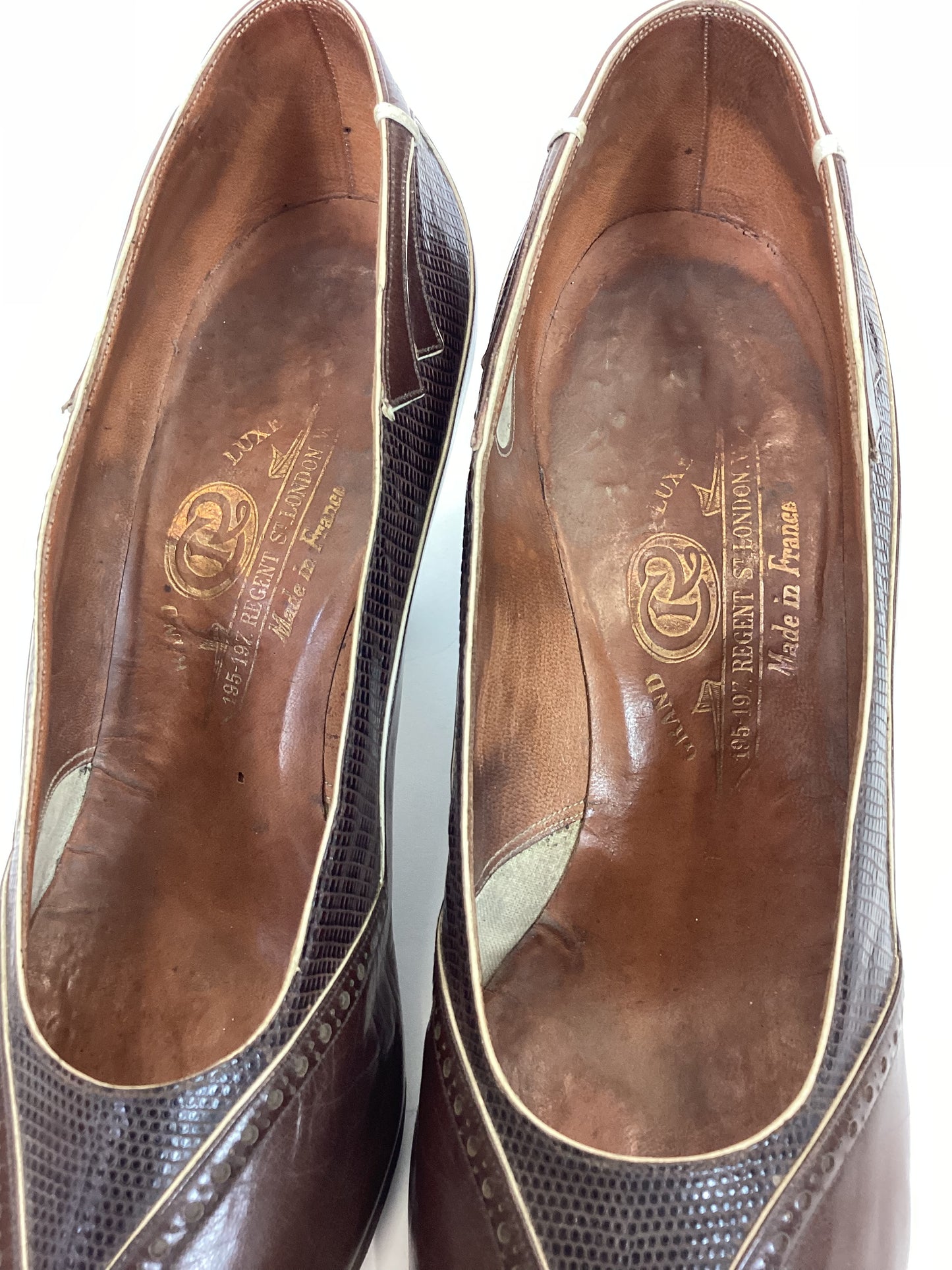 Original 20's/30s Amazing court shoes - in classic browns, edged in cream
