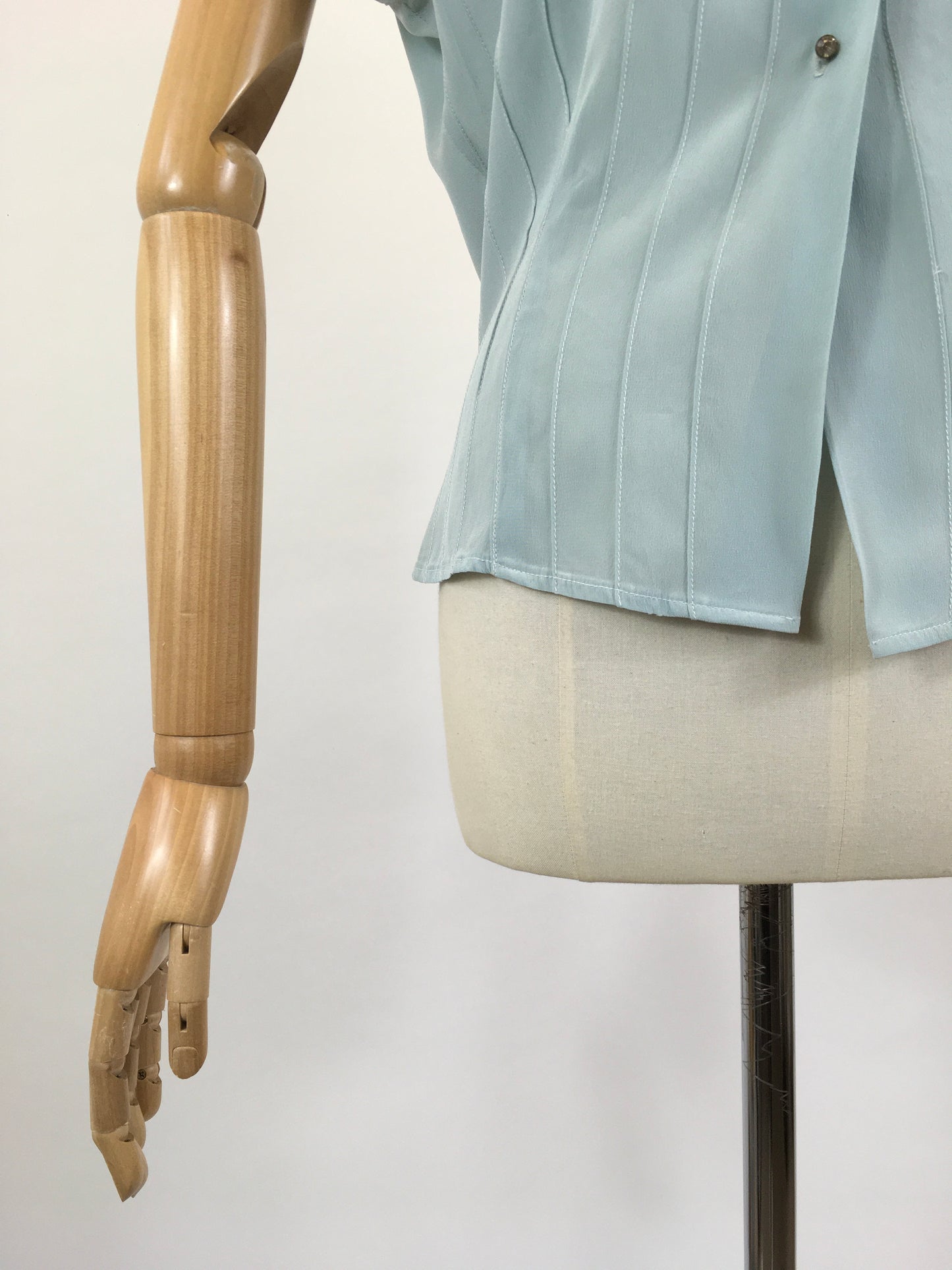 Original 1940’s Elegant Rayon Crepe Blouse - Duck Egg colour