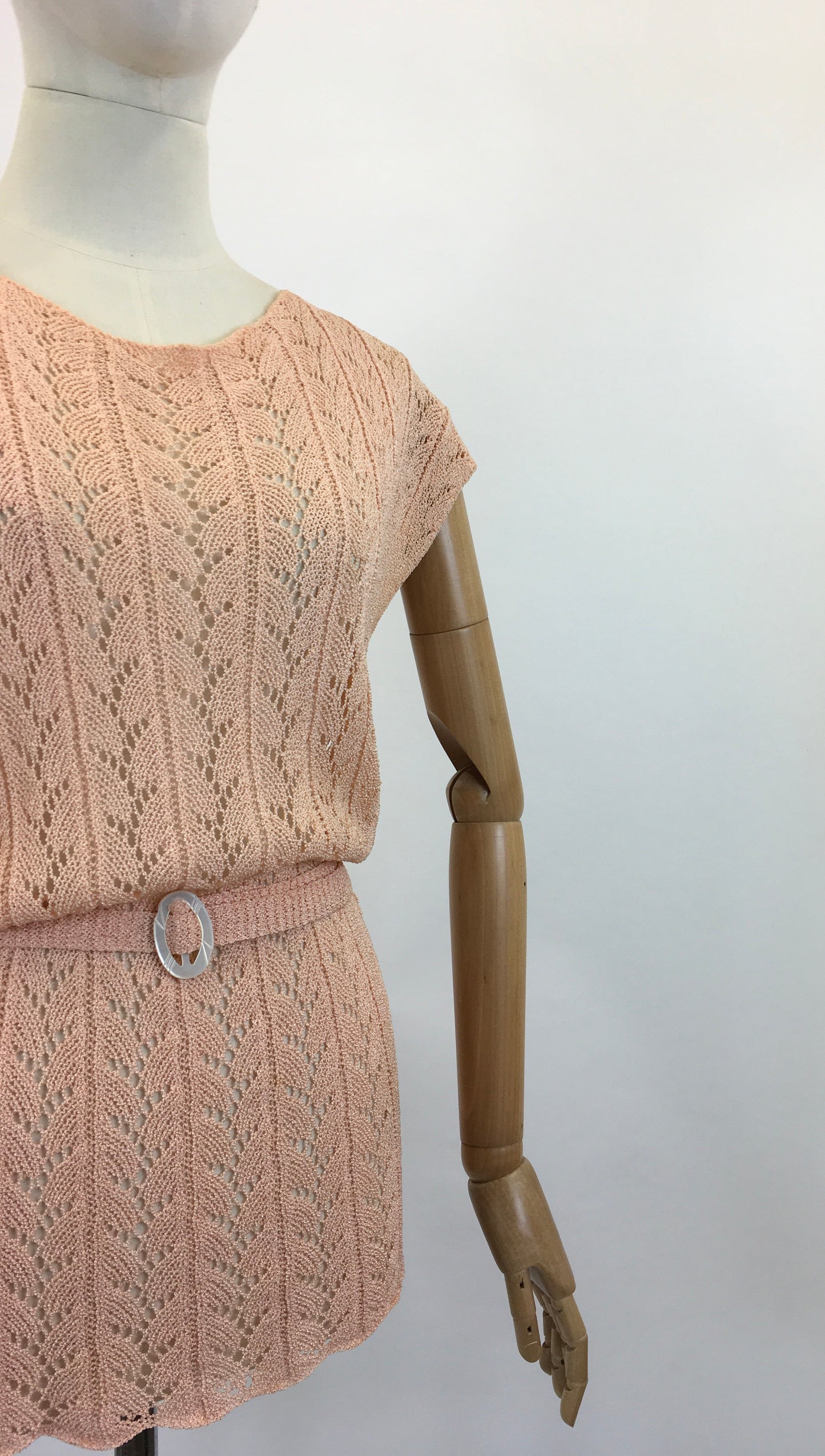 Original 1930's Fabulous Crochet Tunic - in pale peach