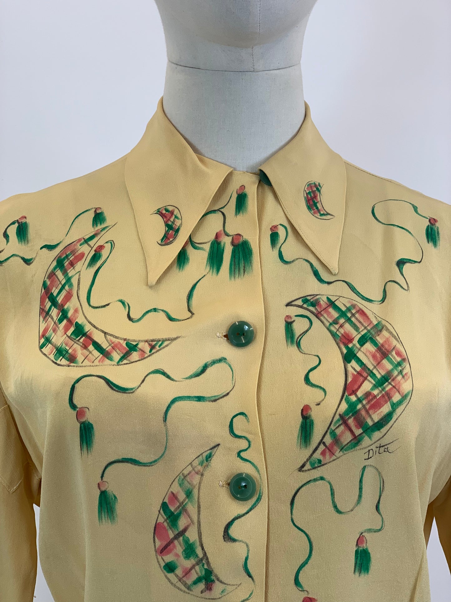 Original 1940’s Hand painted Blouse ‘Dita’ original - wonderful colours