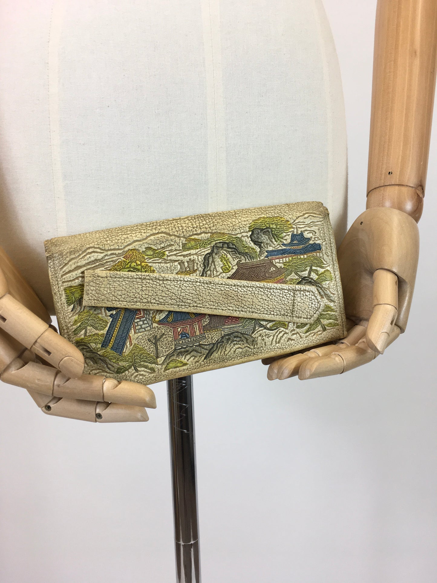 Original 1920’s / 1930’s Exquisite Tourist Clutch Handbag - With Celluloid Monkey Adornment
