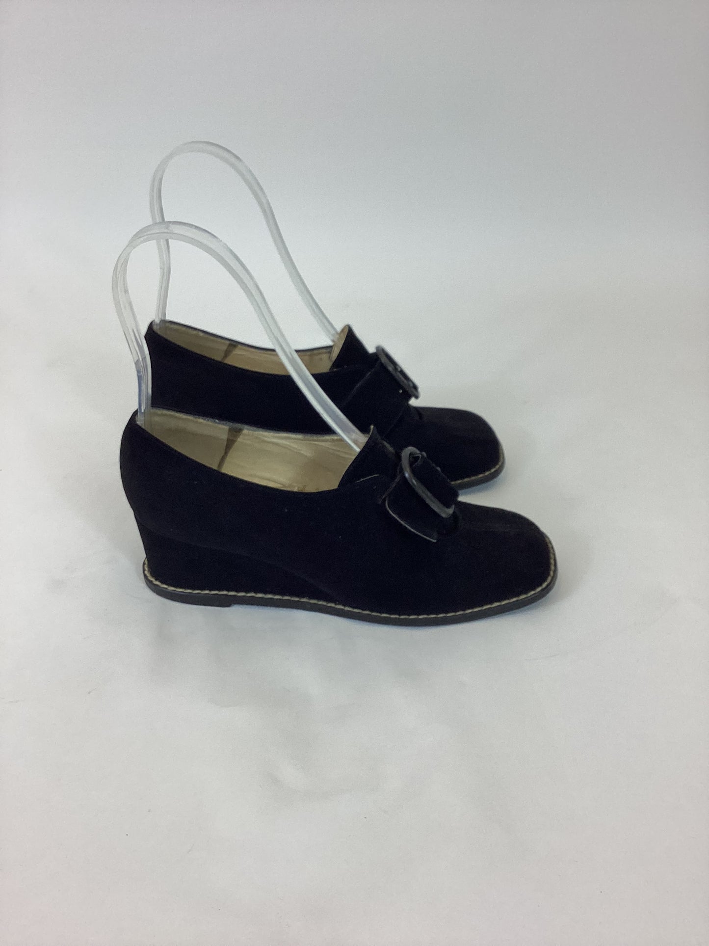 Original 1940’s Gorgeous Wedge Shoes - Black Suede