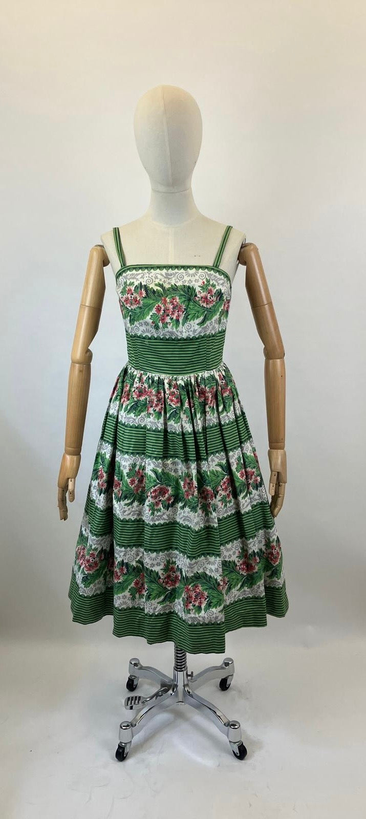 RESERVED DO NOT BUY - Original 1950's Strappy Sundress - Roses of red on grass of green.