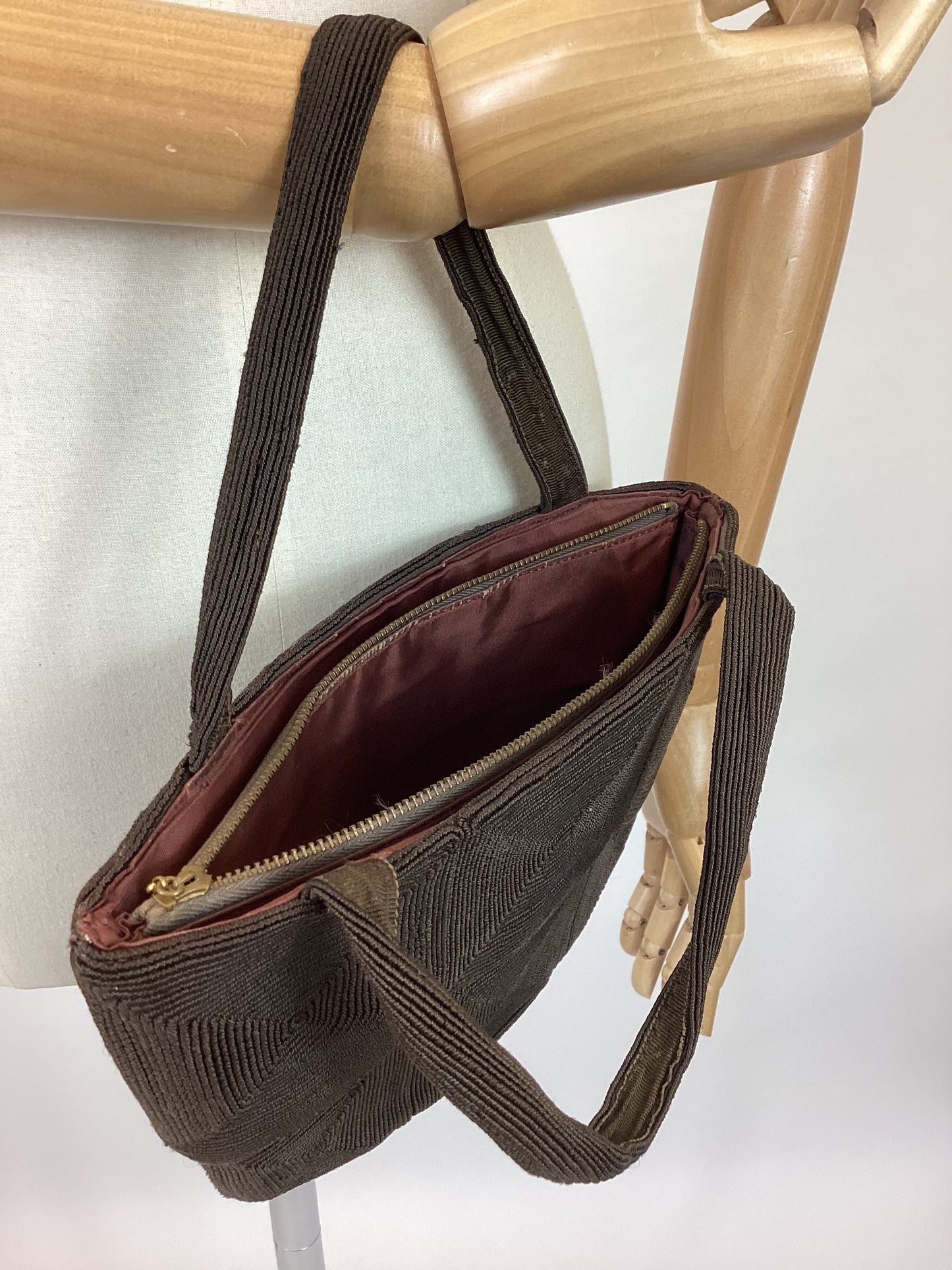 Original 1940’s Corde Handbag - Dark Chocolate Brown
