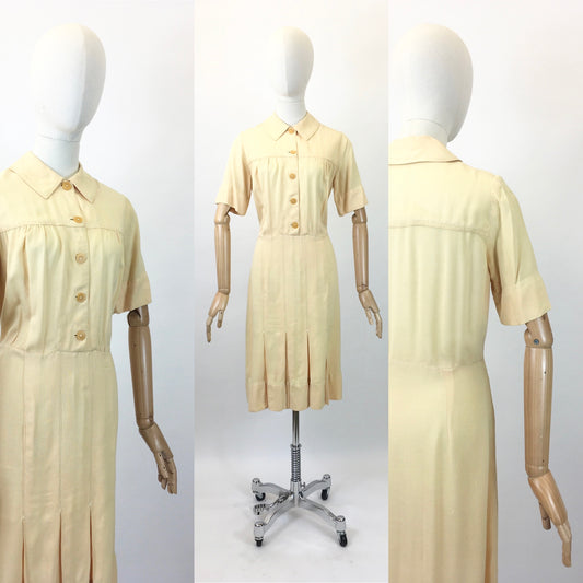 Original 1940s Moygashel linen dress - in a beautiful Canary yellow