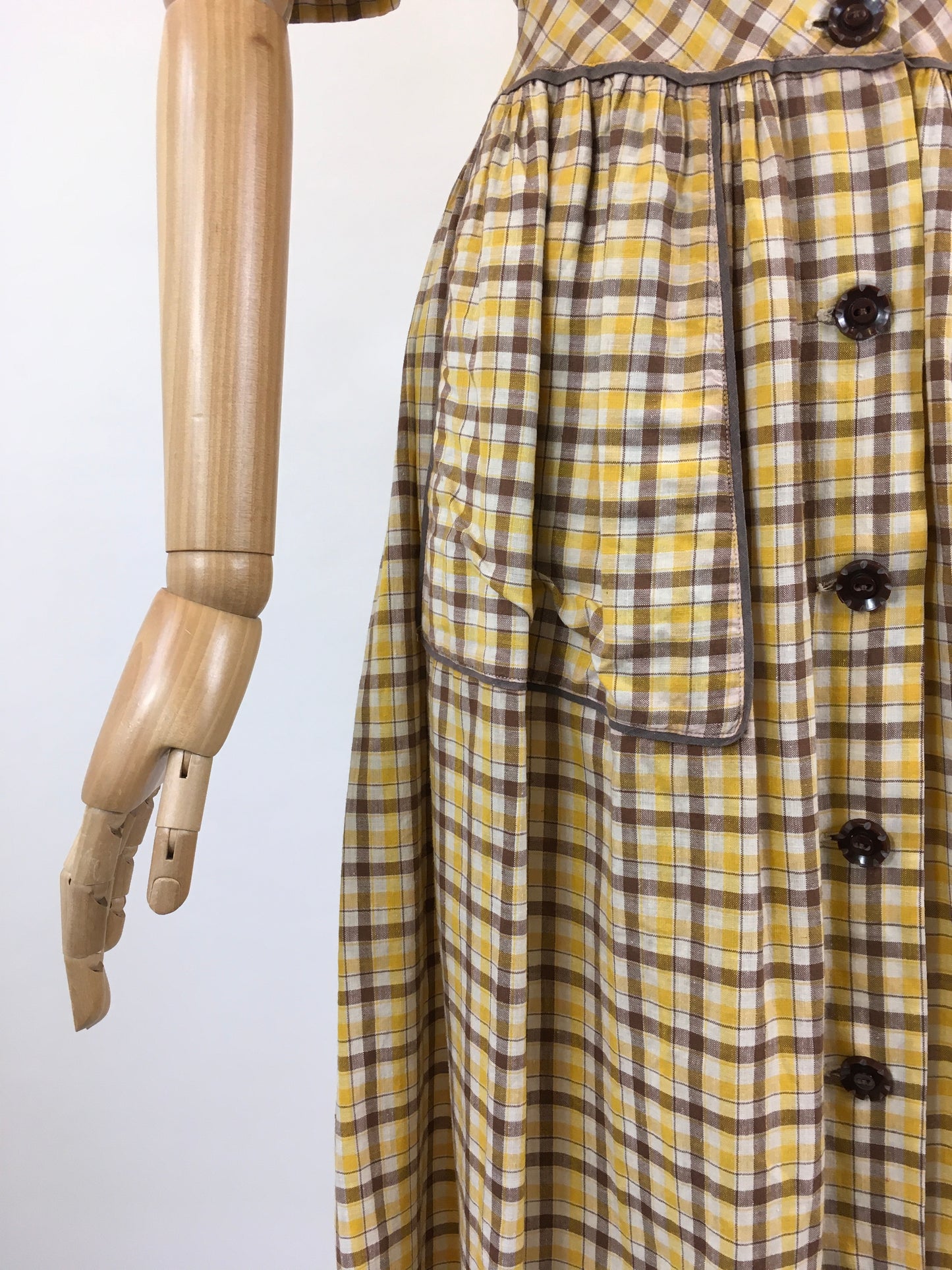 Original CC41 1940’s Gorgeous Plaid Dress - Brown and Yellow