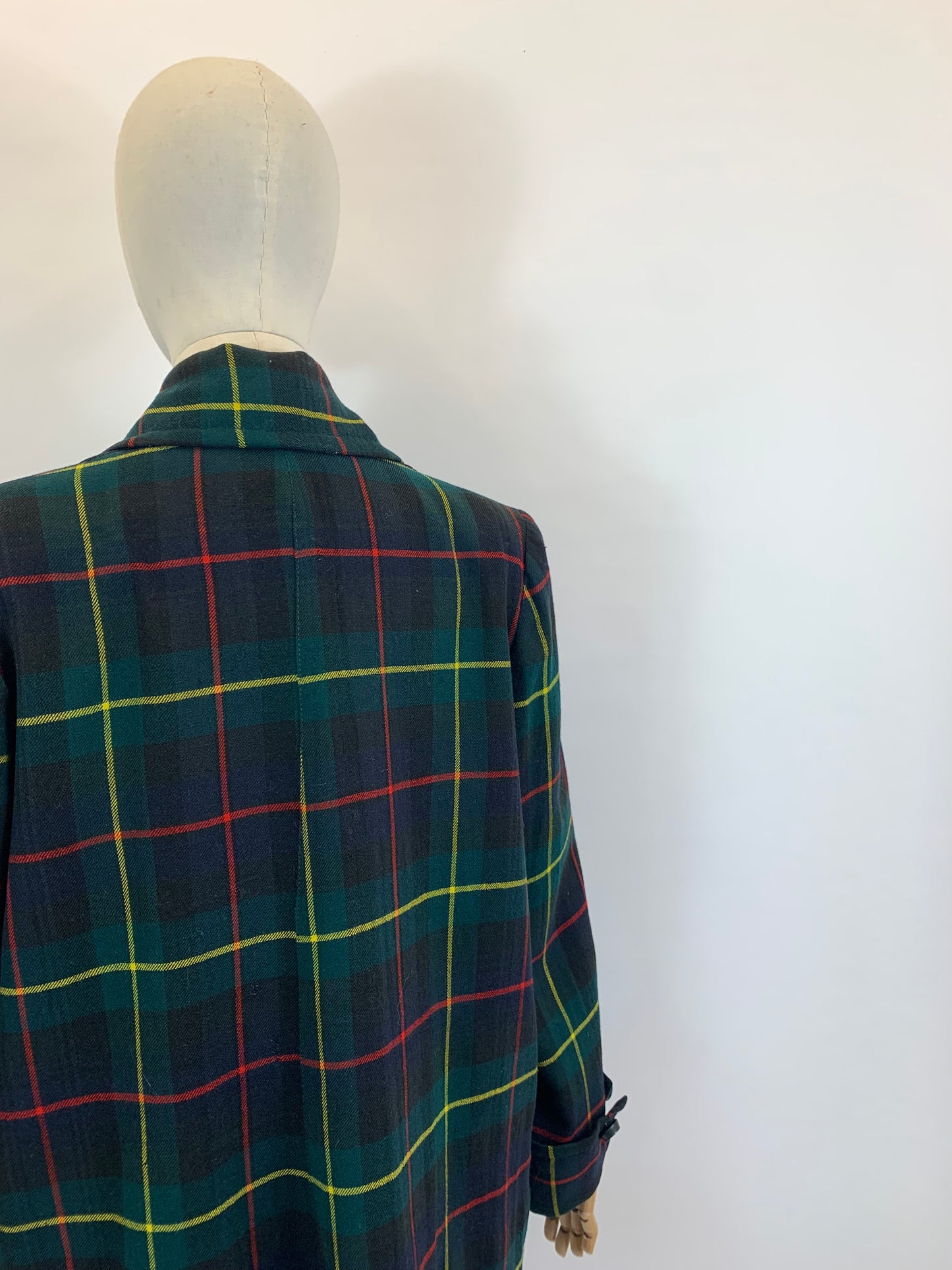 Original 1940’s Fabulous Plaid Swing Jacket - predominantly Green plaid with touches of Red and Yellow