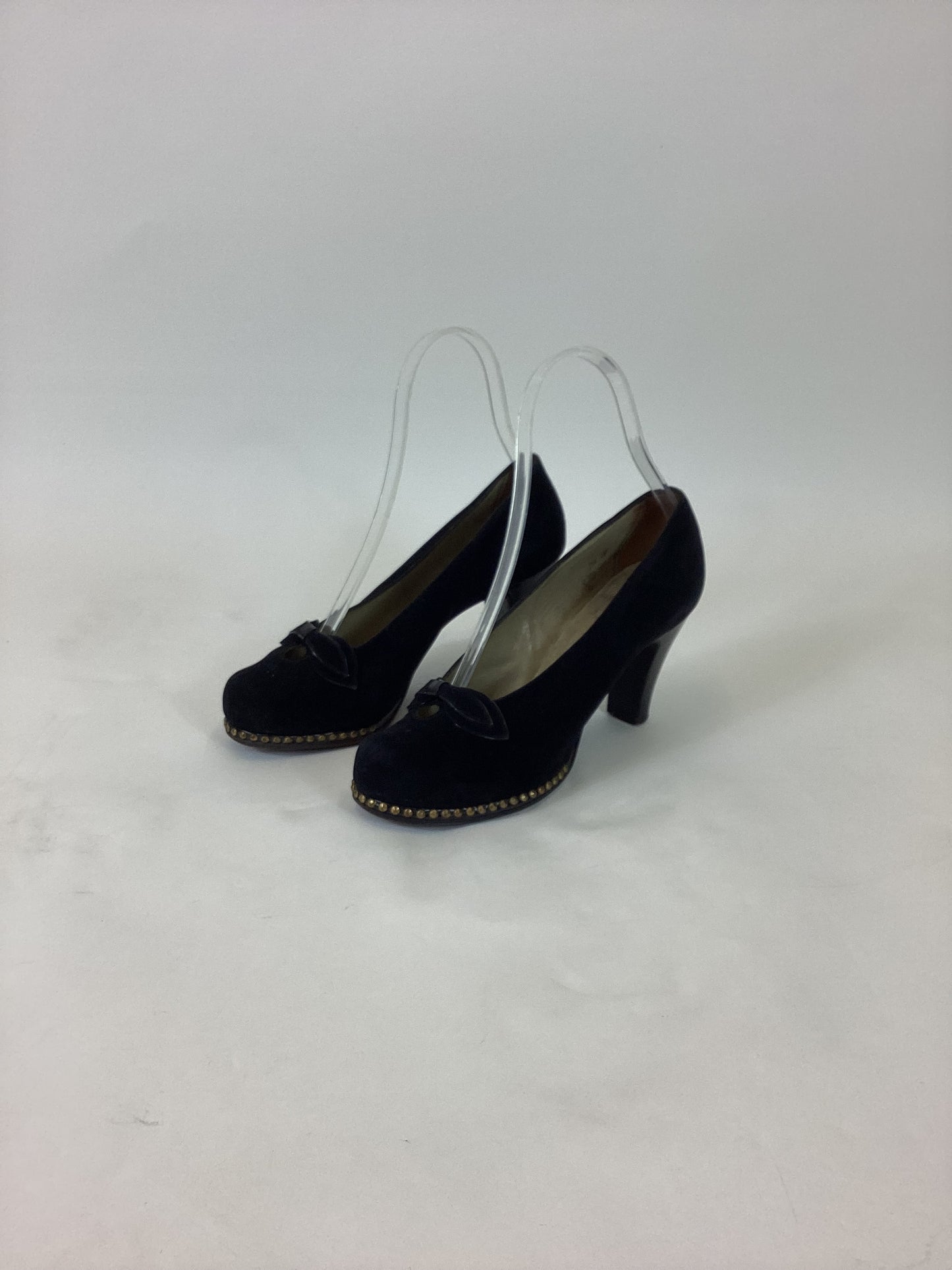 Original 1940’s Fabulous Suede Studded Shoes - Black