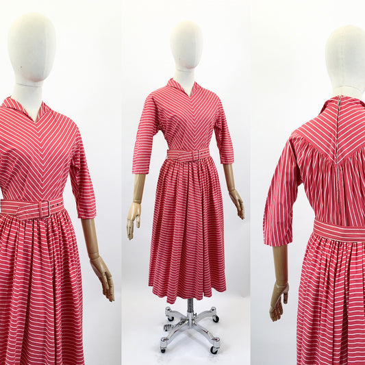 Original early 1950’s Cotton Day Dress - Red/ white