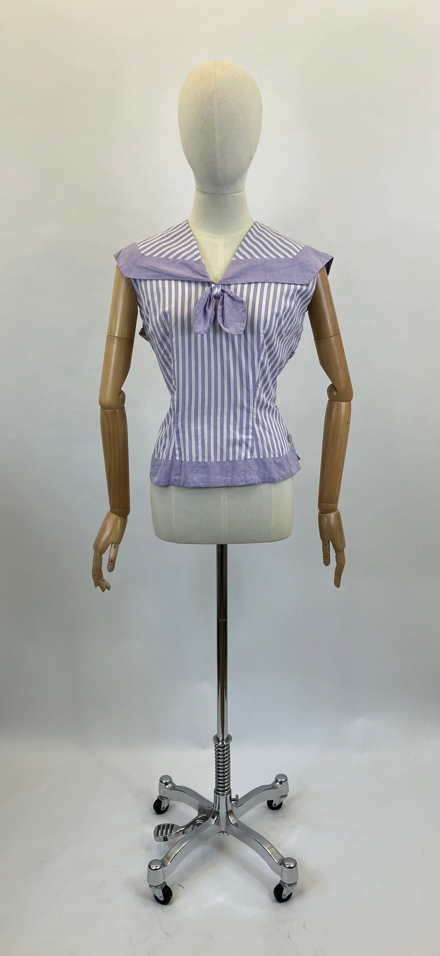 Original 1950’s Cotton blouse - Striped lilac