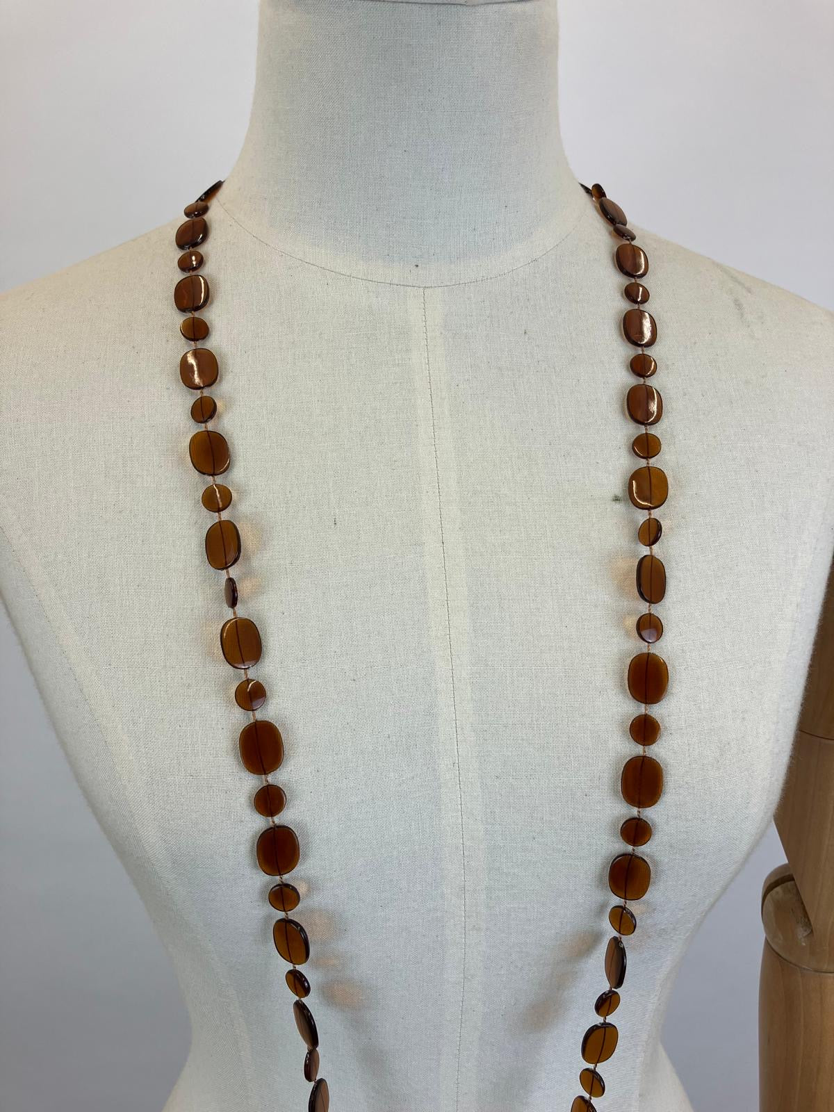 Original 20's/30's tinted celluloid necklace - amber colourway