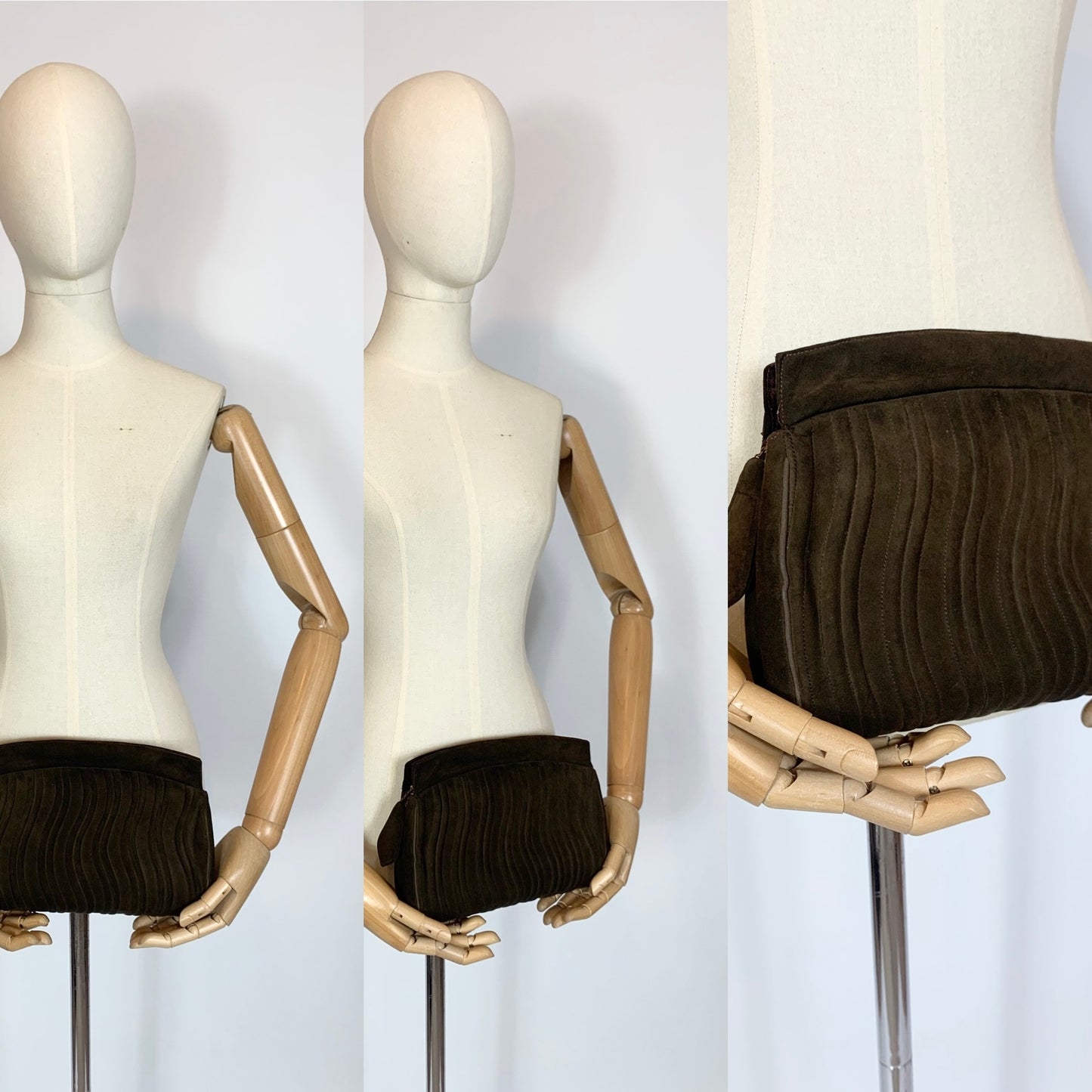 Original 1930’s Gorgeous Soft suede clutch - mid brown.