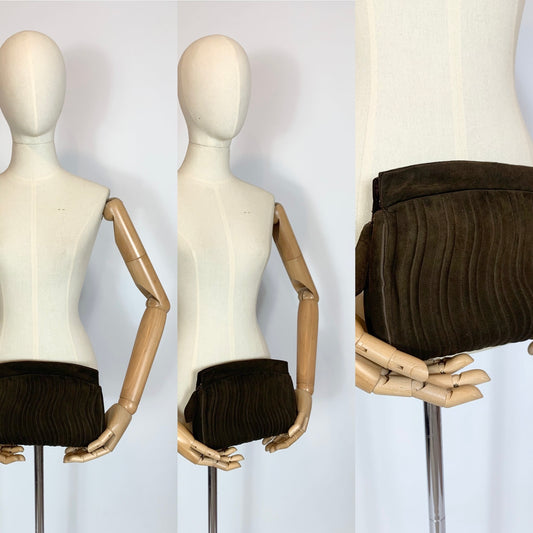 Original 1930’s Gorgeous Soft suede clutch - mid brown.