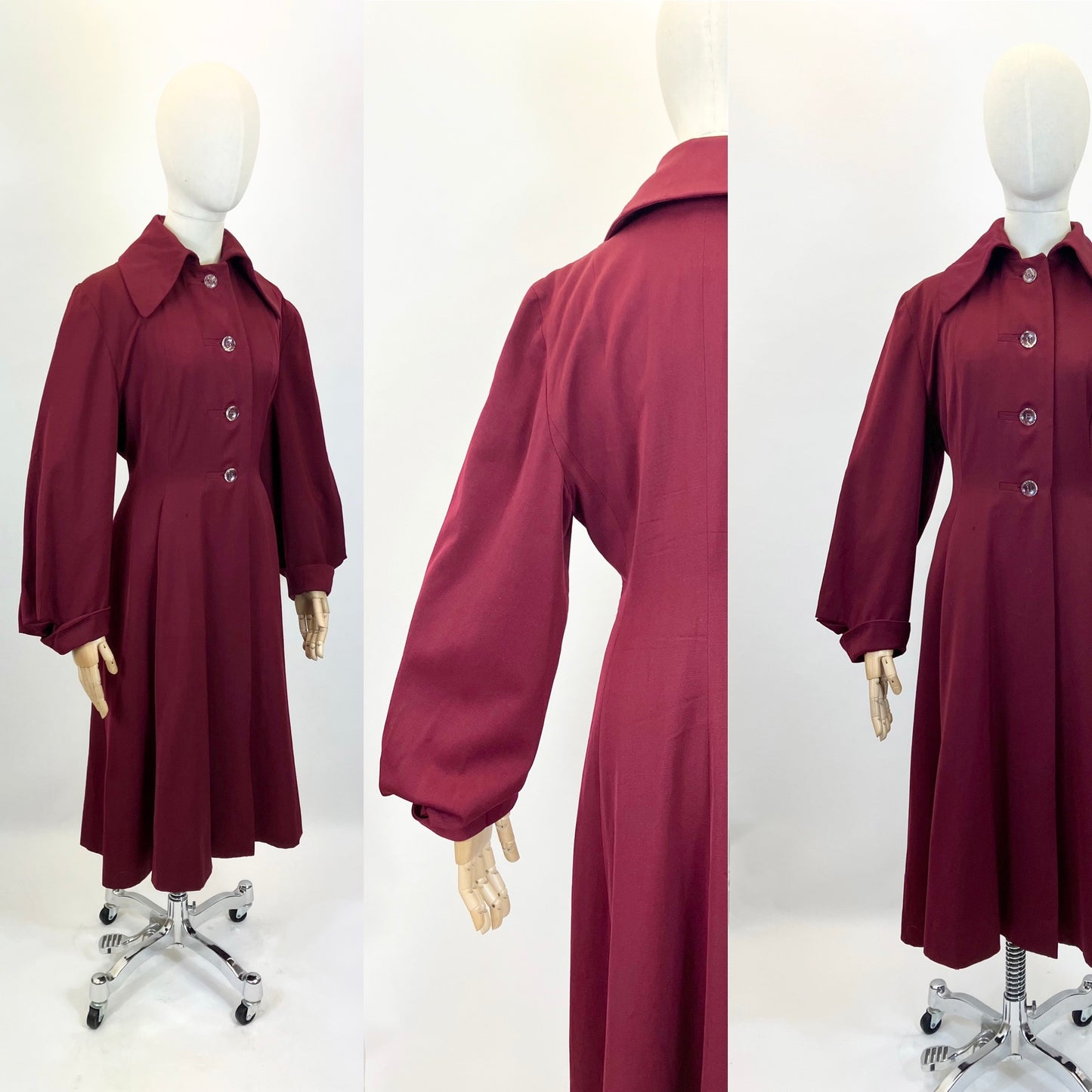 Original Fabulous 1940's Princess Coat - in Spectacular Wine colour