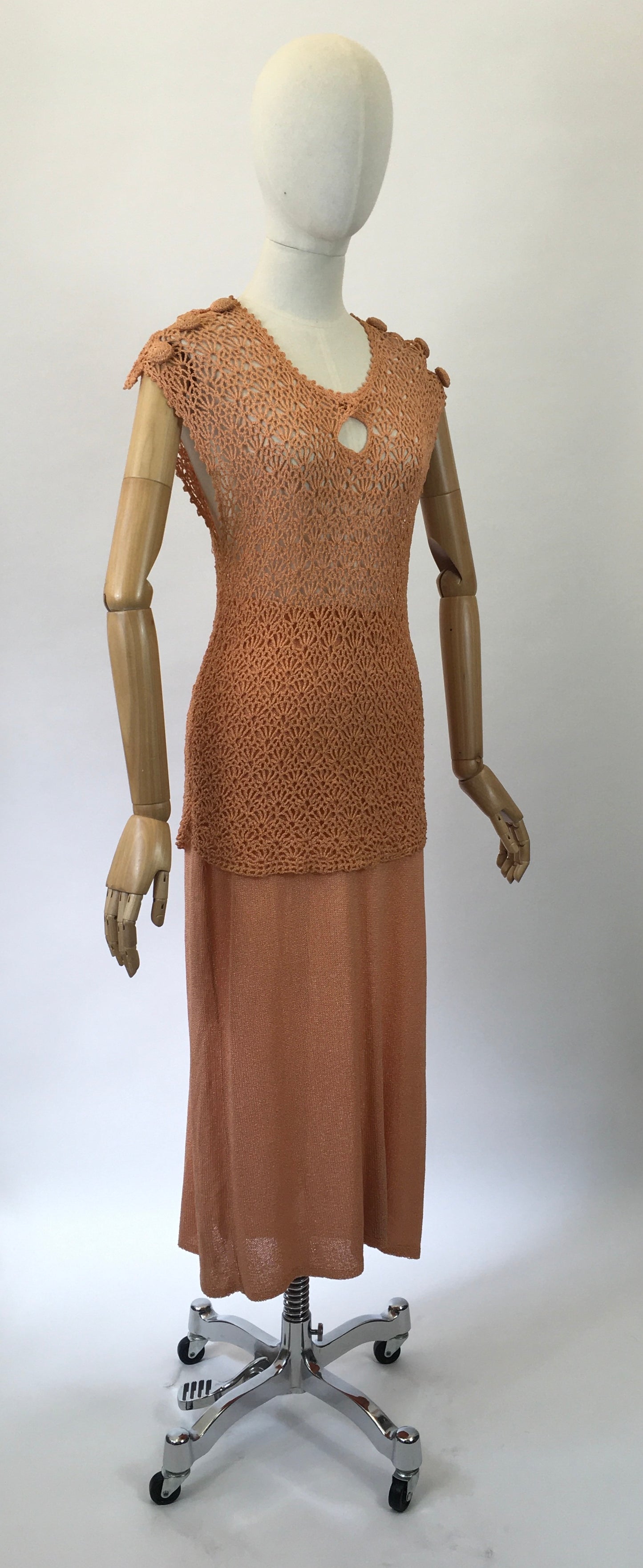 Original 1930s 2pc knit set - in beautiful coral colourway