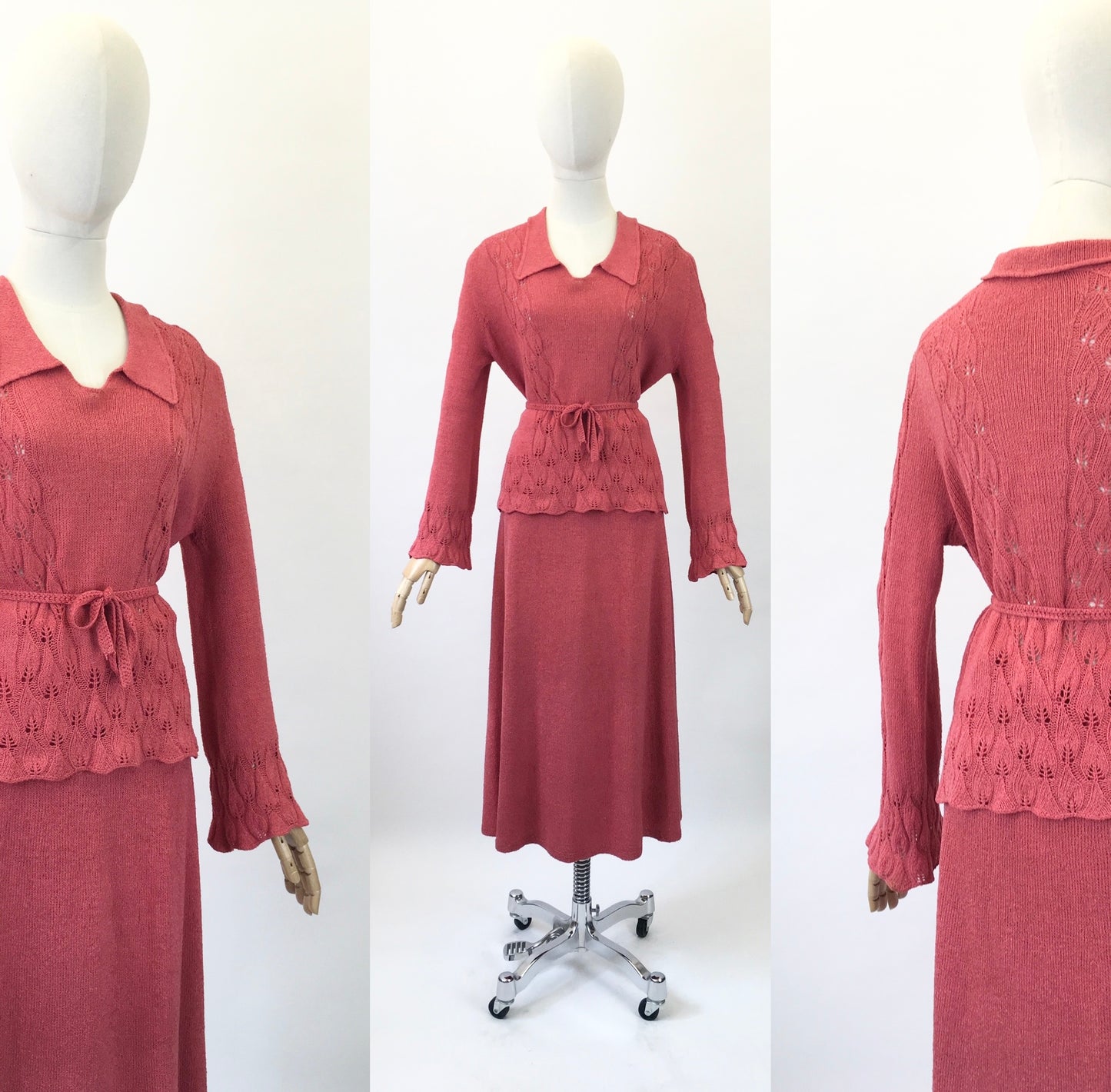 Original late 30's 3pc Knit Set - in Gorgeous Salmon