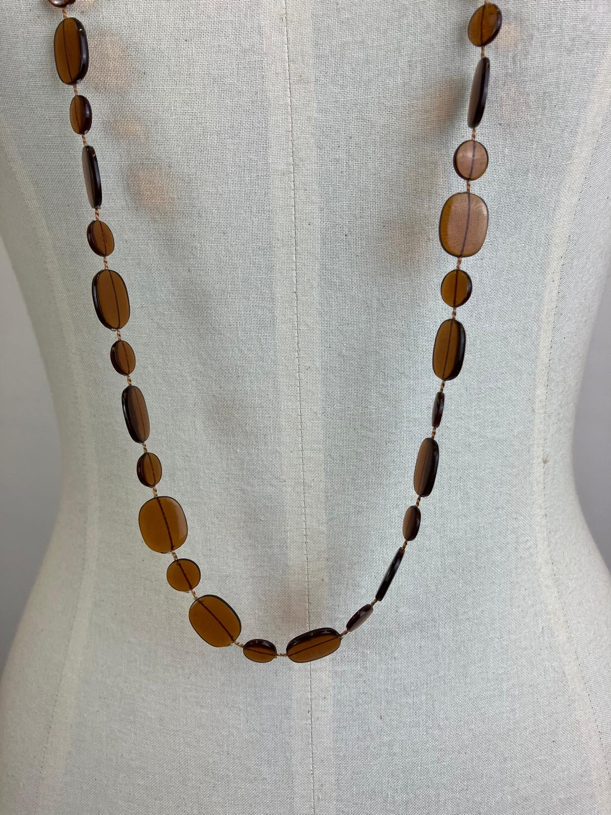 Original 20's/30's tinted celluloid necklace - amber colourway