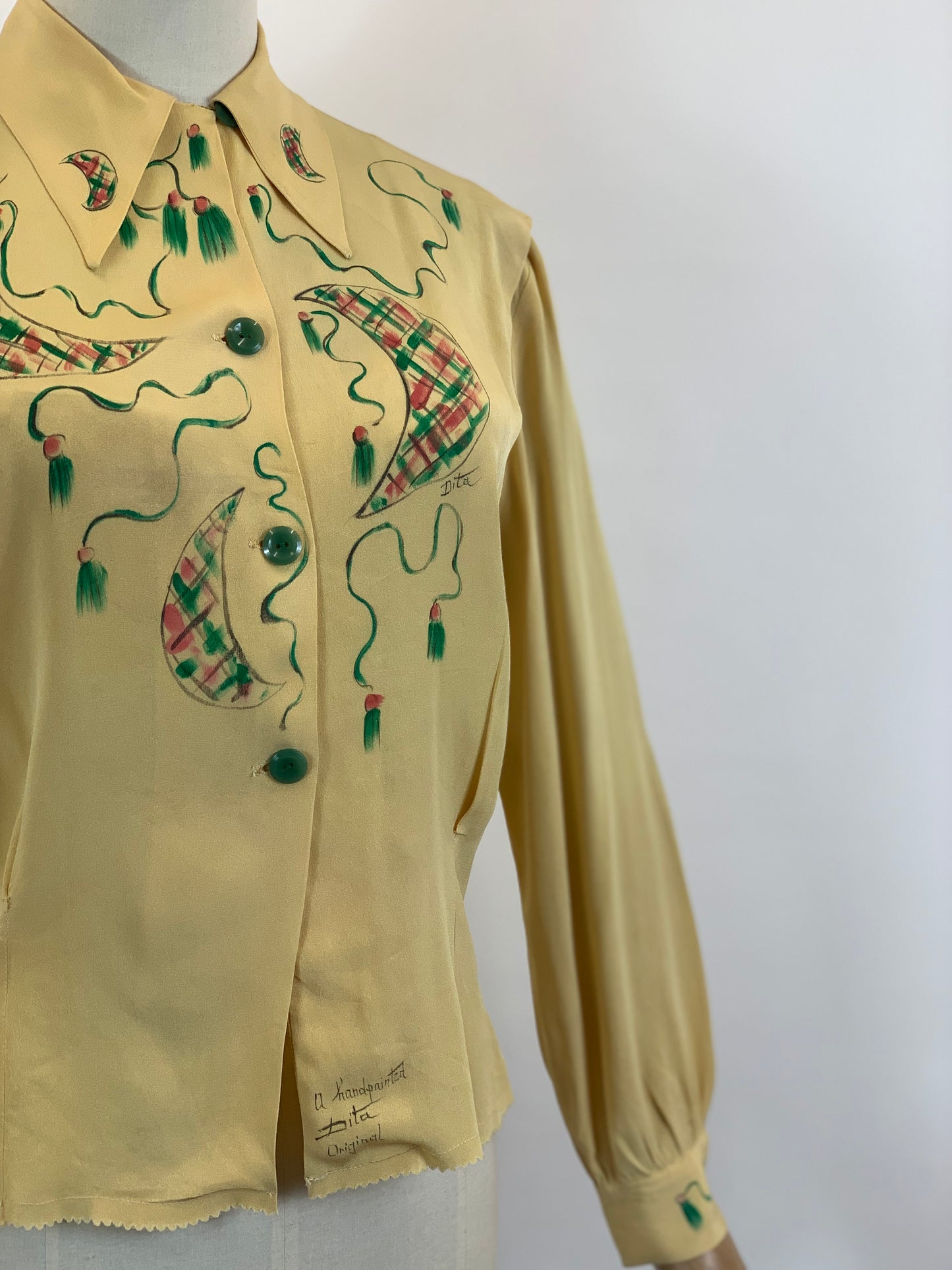 Original 1940’s Hand painted Blouse ‘Dita’ original - wonderful colours