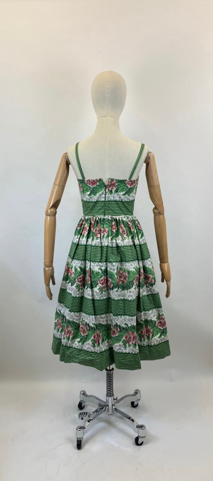 RESERVED DO NOT BUY - Original 1950's Strappy Sundress - Roses of red on grass of green.