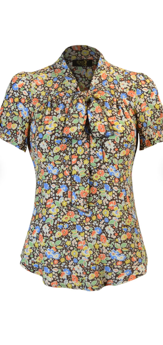 House of Foxy 30’s Beau Blouse in Autumn Posy