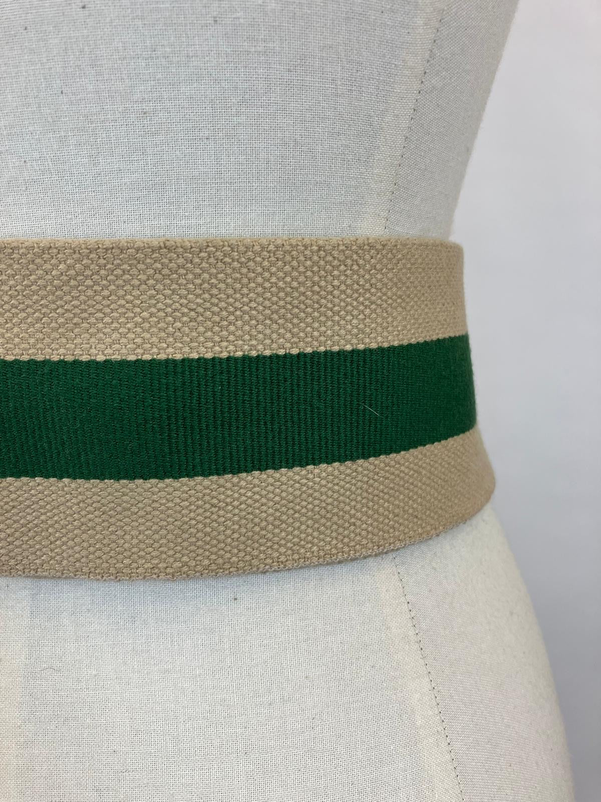 Original 30's/40's Canvas/ Leather Belt - Green and Natural